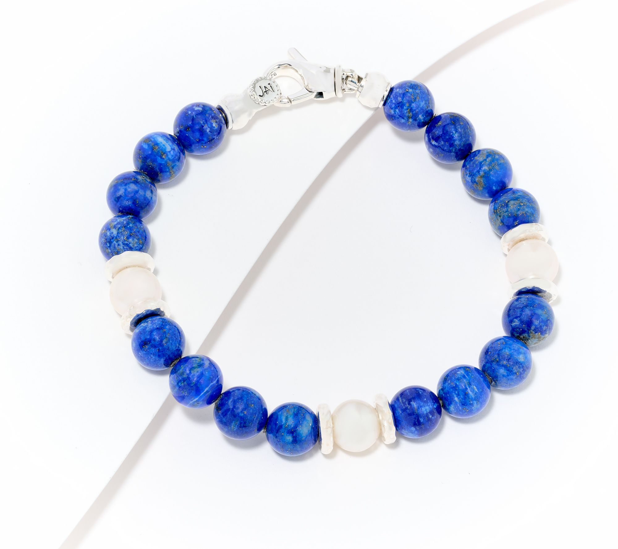 JAI Sterling Silver Cultured Pearl & Gemstone Bead Bracelet