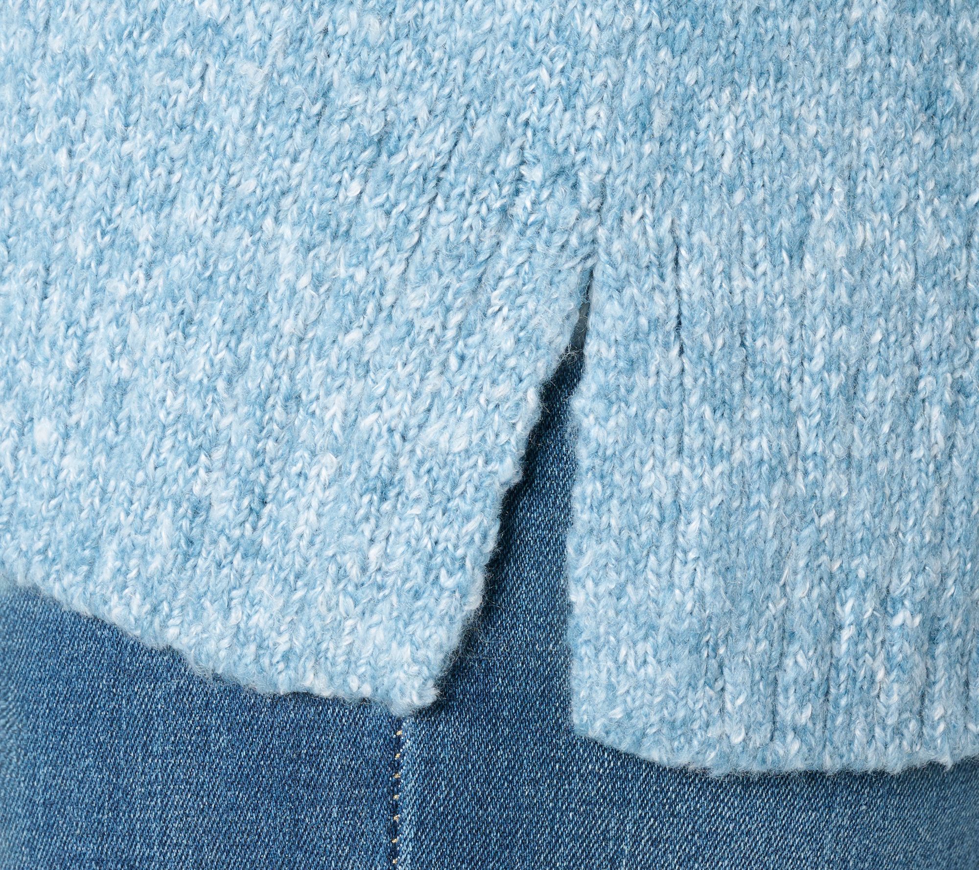 Belle by Kim Gravel Boyfriend Ribbed & Jersey V-Neck Sweater