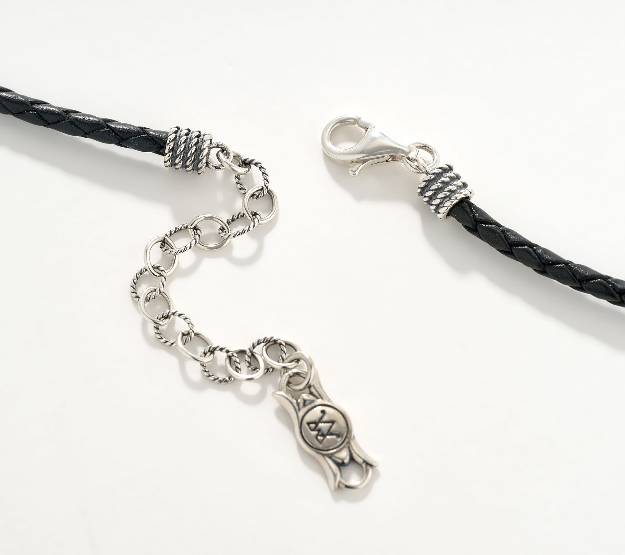 American West Sterl Feather Gemstone Leather Necklace