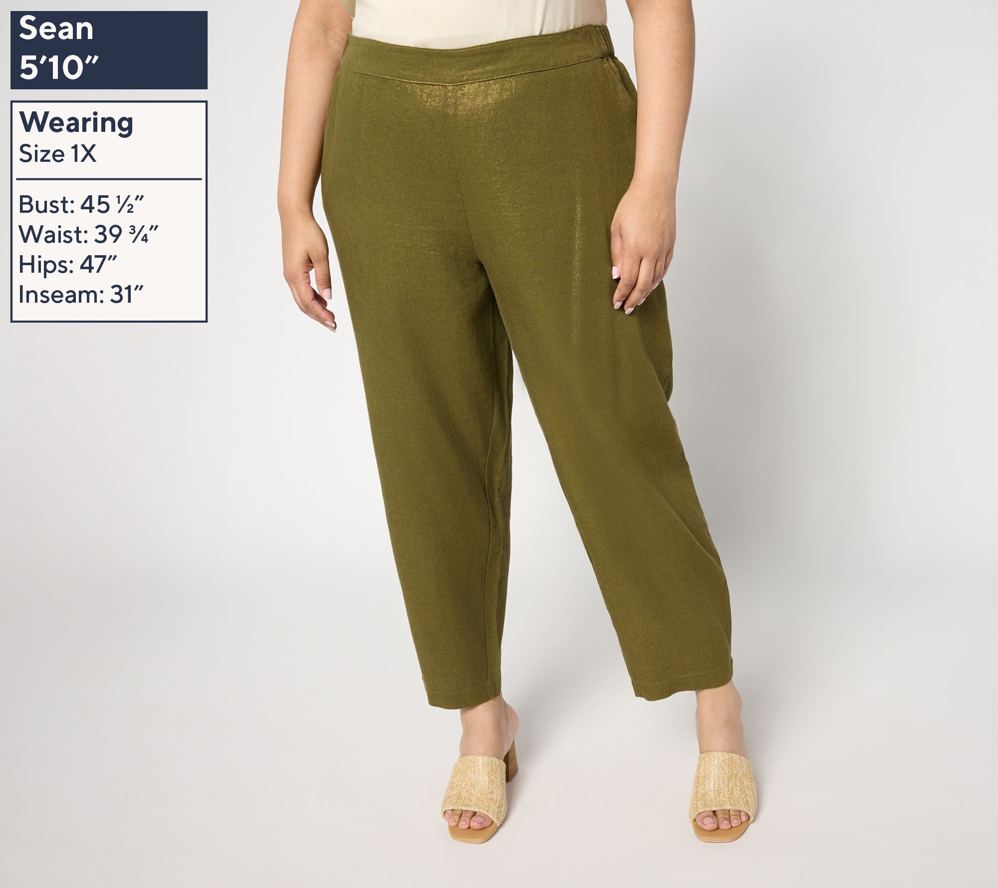 Carla Rockmore Collection Regular Foil Linen Blend Lantern Pant