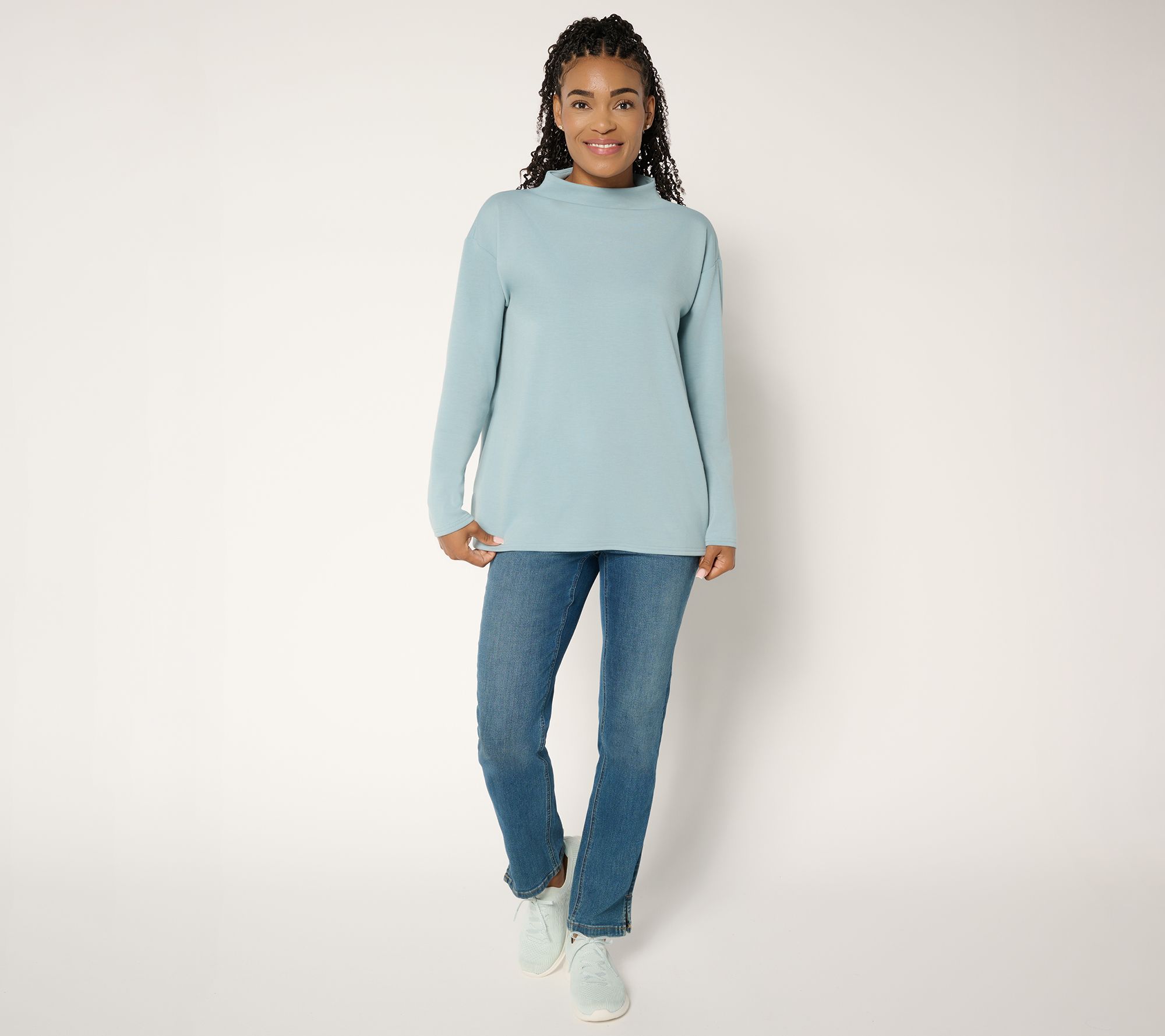 Martha Stewart Signature Comfort Stretch Modern Funnel Neck Top