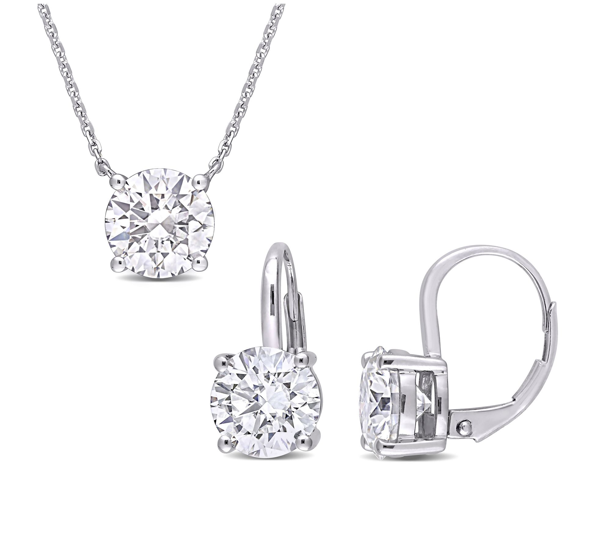 MoissanIce 5.55 cttw Moissanite Earrings & Necklace Set, 14K