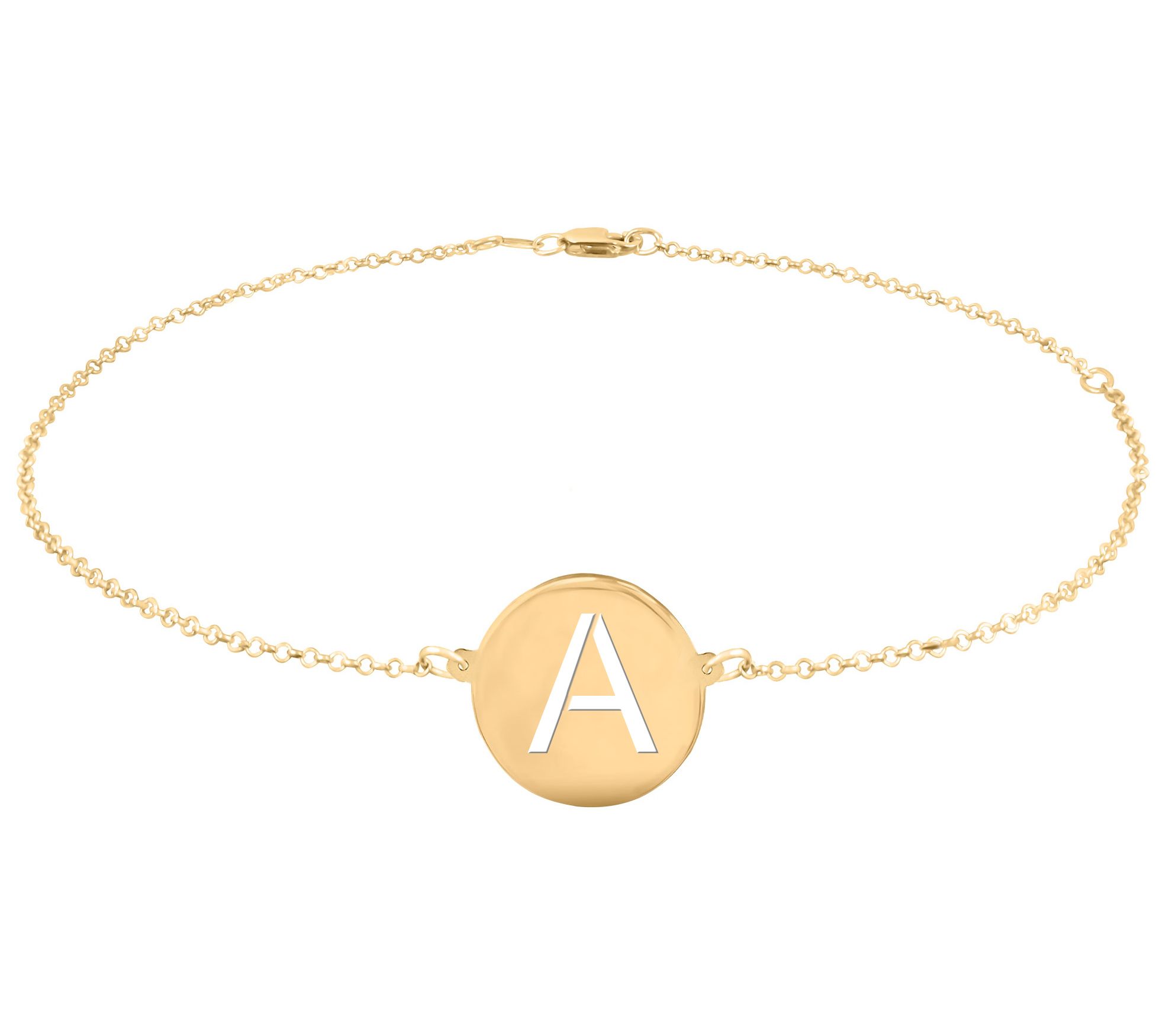 Personalized 14K Gold Plated Round Initial Ankle Bracelet