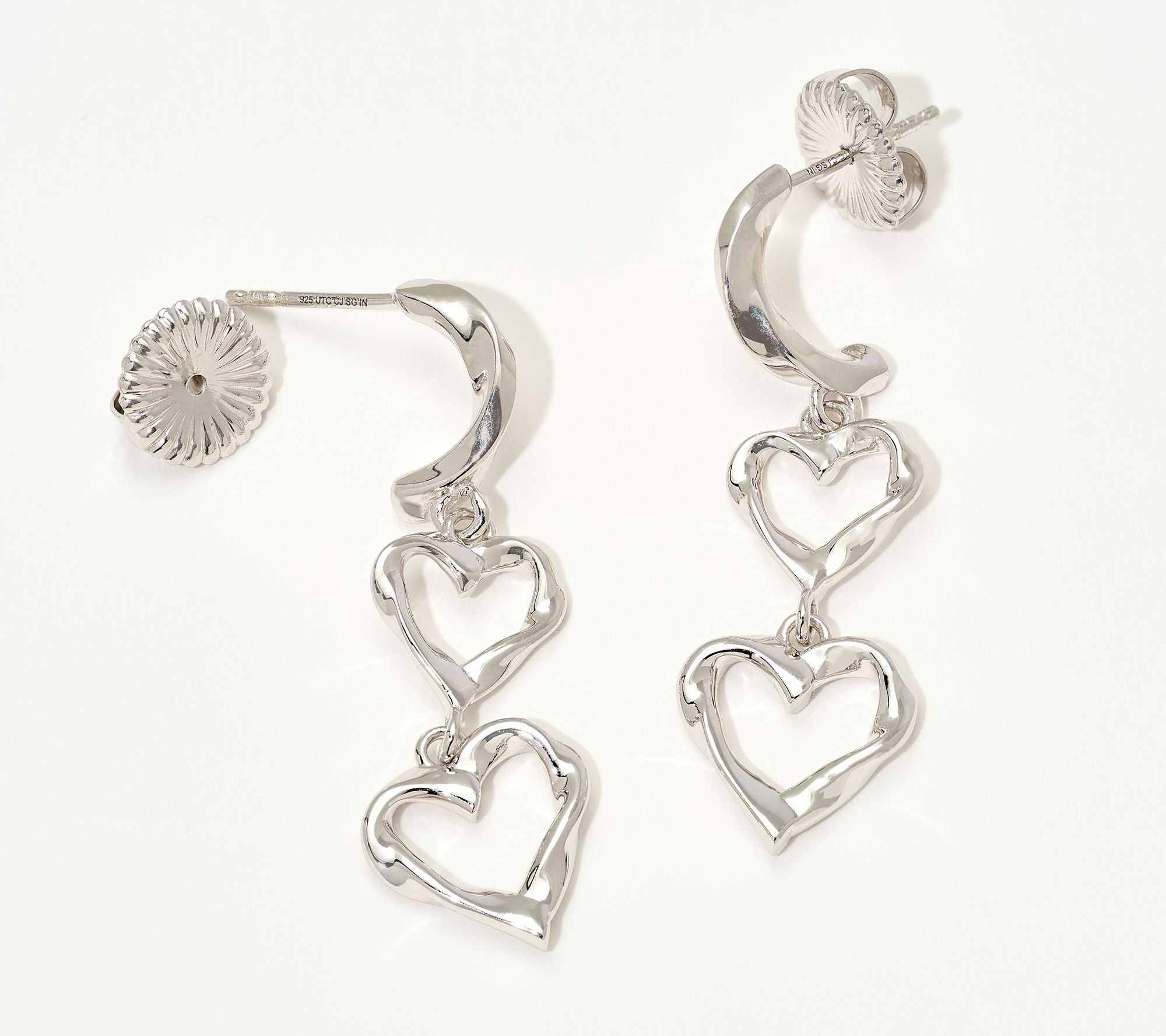 Christian James by Scott Grimes Sterling Silver Double Heart Drop Earrings