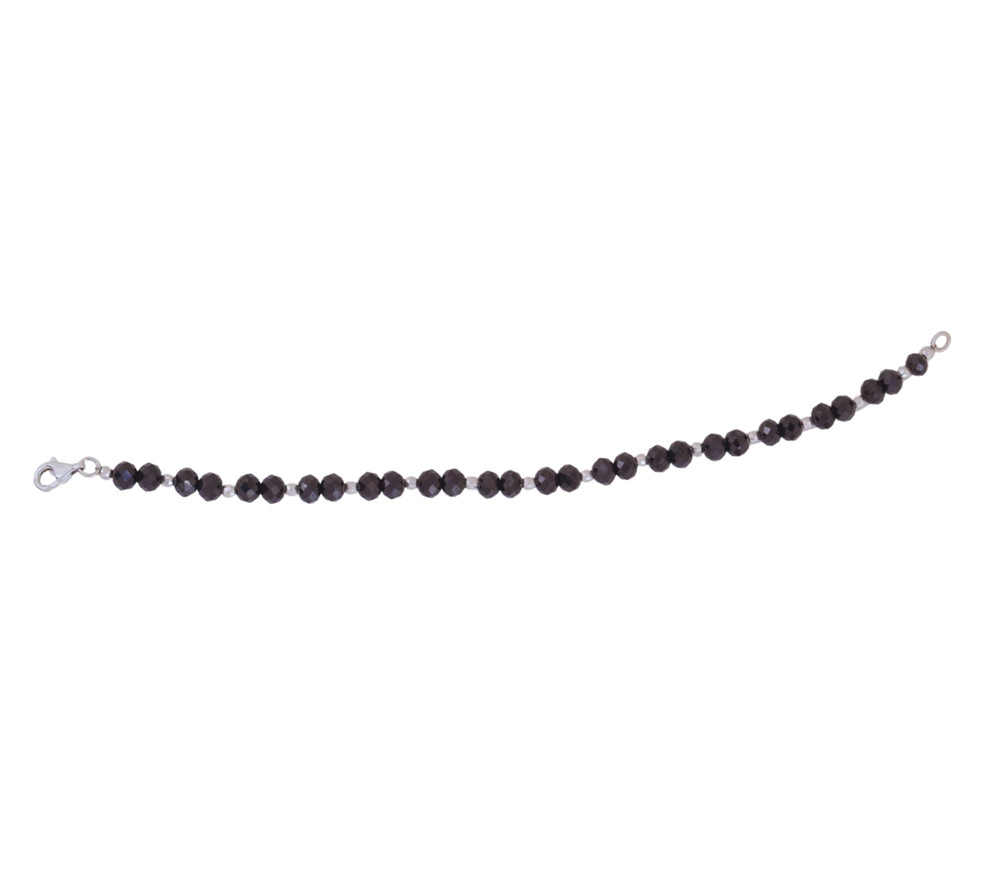 925 Sterling Silver Black Spinel Beaded Bracelet