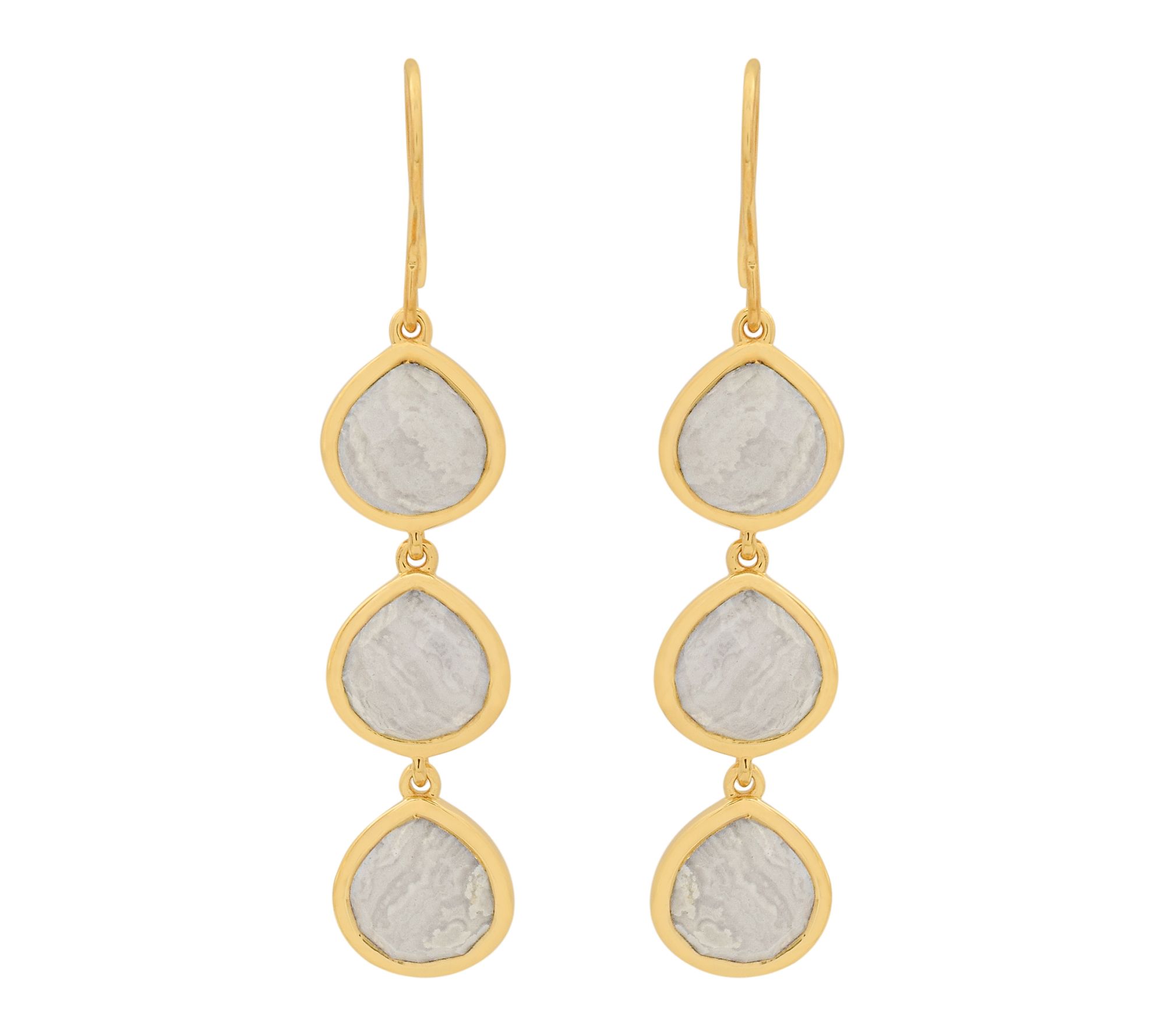 Affinity Gems Blue Lace Chalcedony Drop Earrings, 14K Plated
