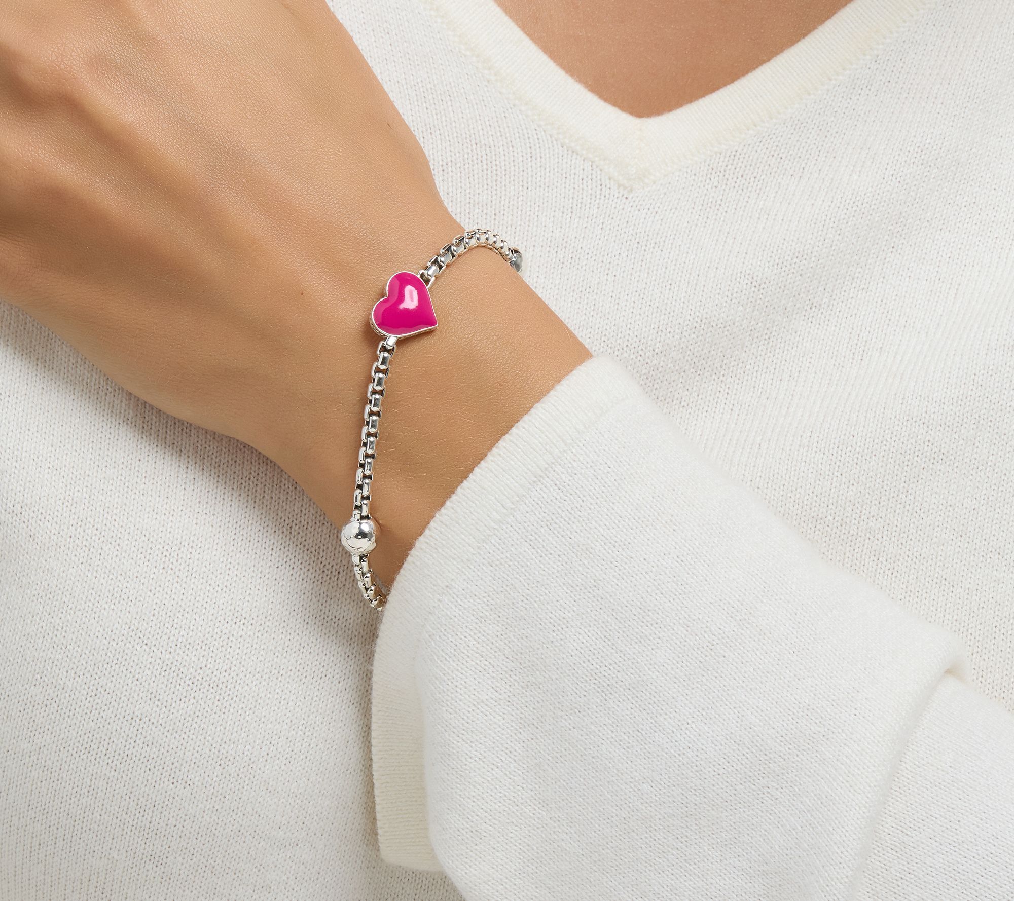 JAI Sterling Silver Storyteller Symbol Box Chain Bracelet