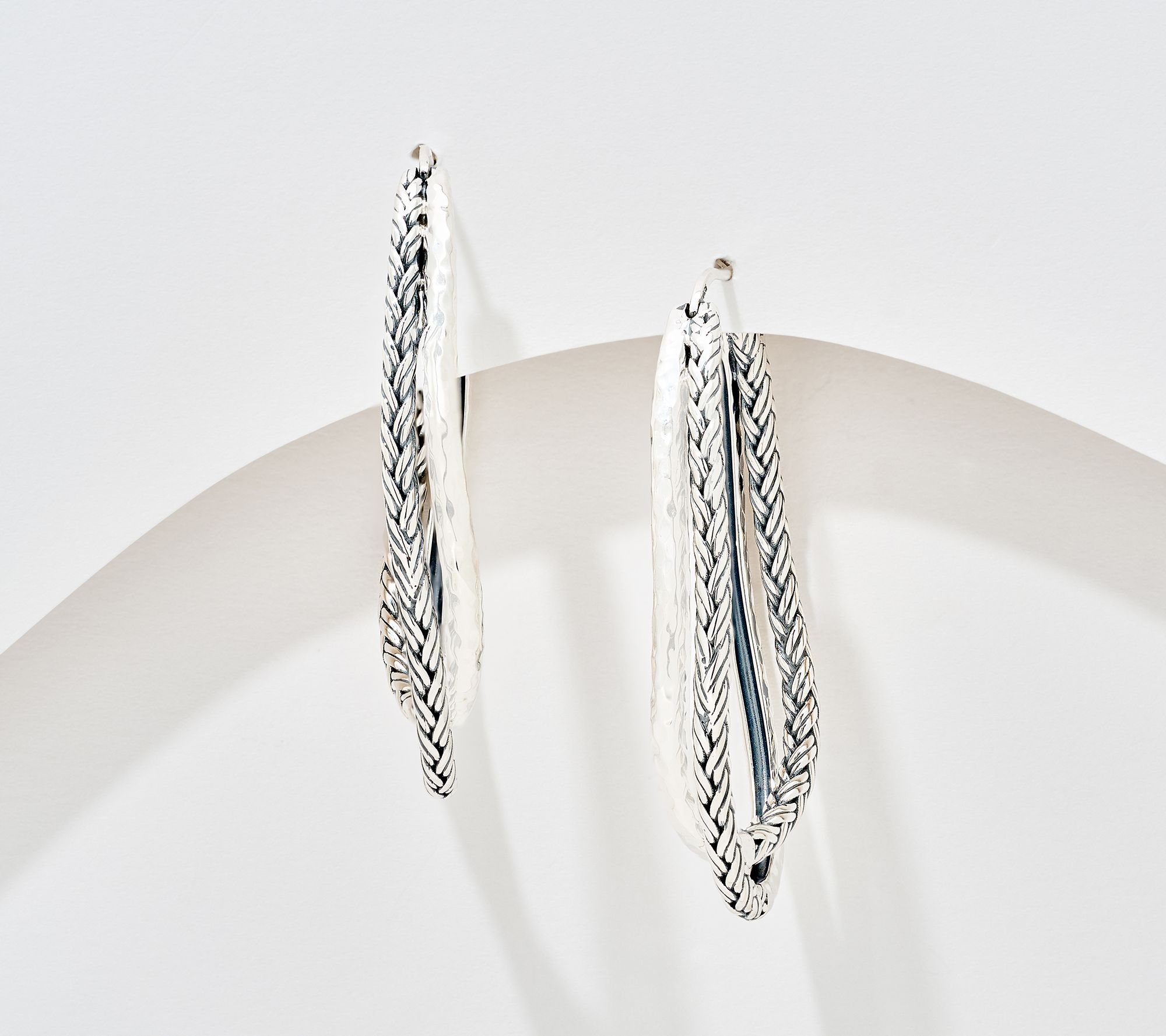 JAI Sterling Silver Legacy & Hammered 1-3/4