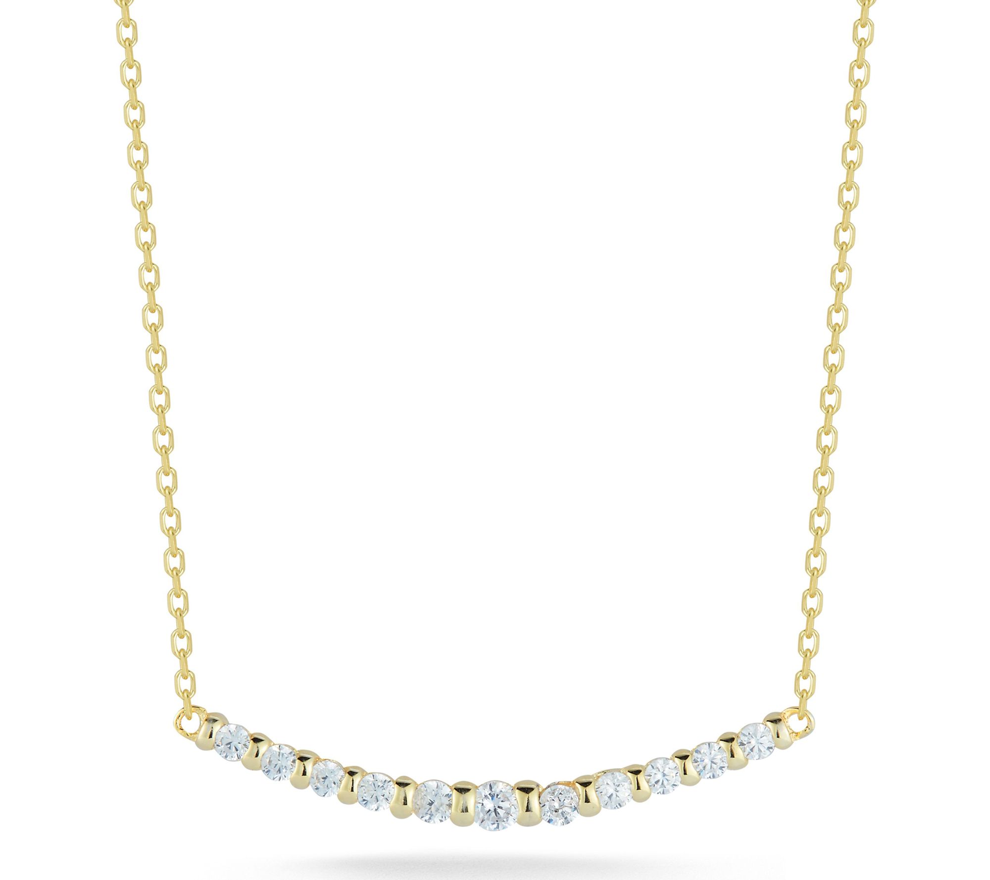 Sterlina Silver Pave Graduated Bar Necklace, Sterling