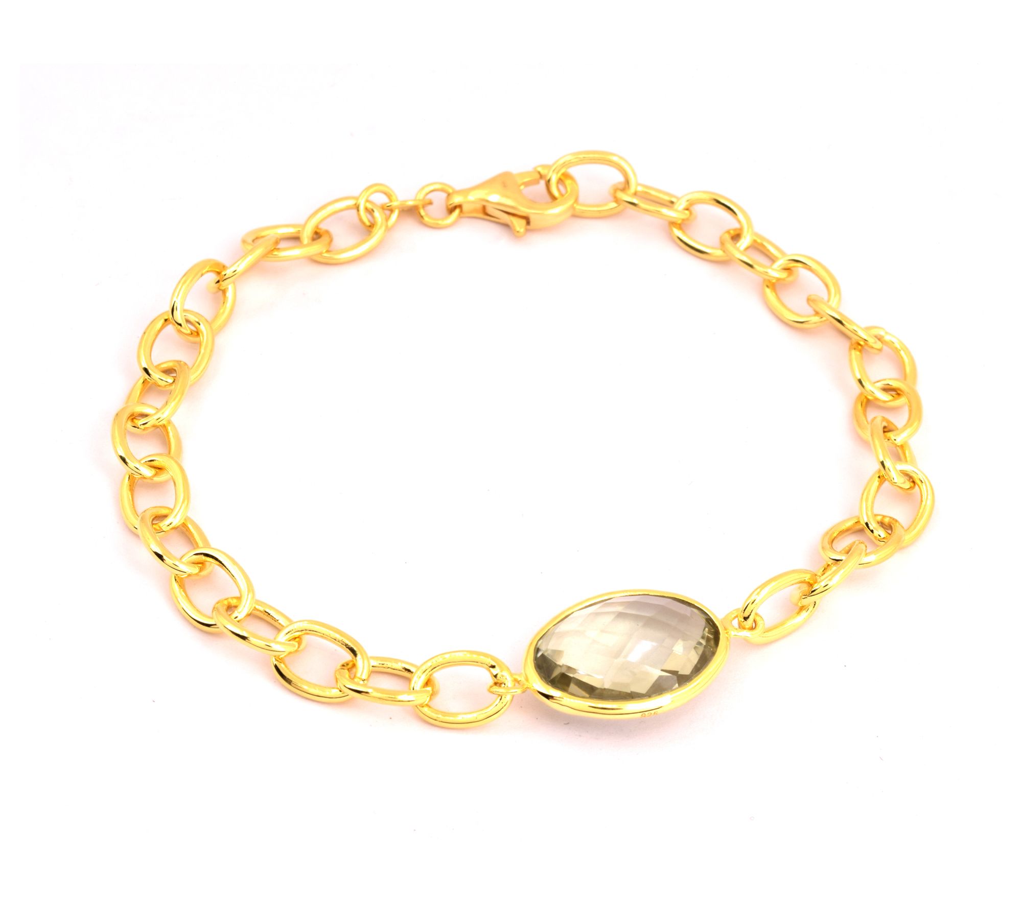 Affinity Gems Prasiolite Bracelet, 14K Gold Plated