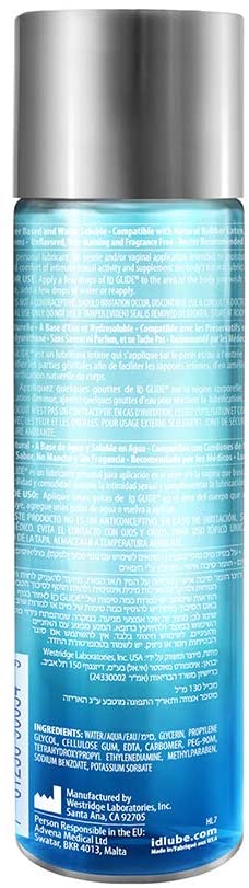 ID Lubricants Glide 128 Fl Oz Natural Feel Water-Based Personal Lubricant, Clear, 128 Oz