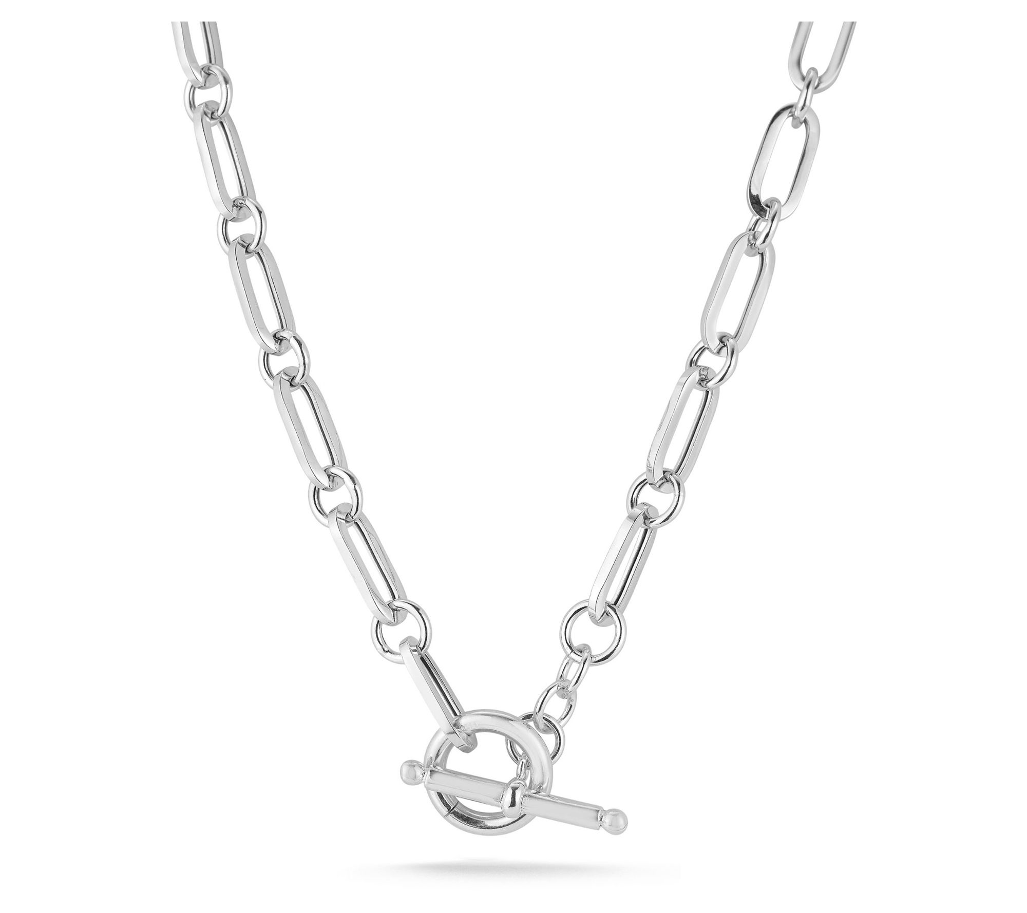 Italian Silver Oval Link Toggle Necklace, Sterling