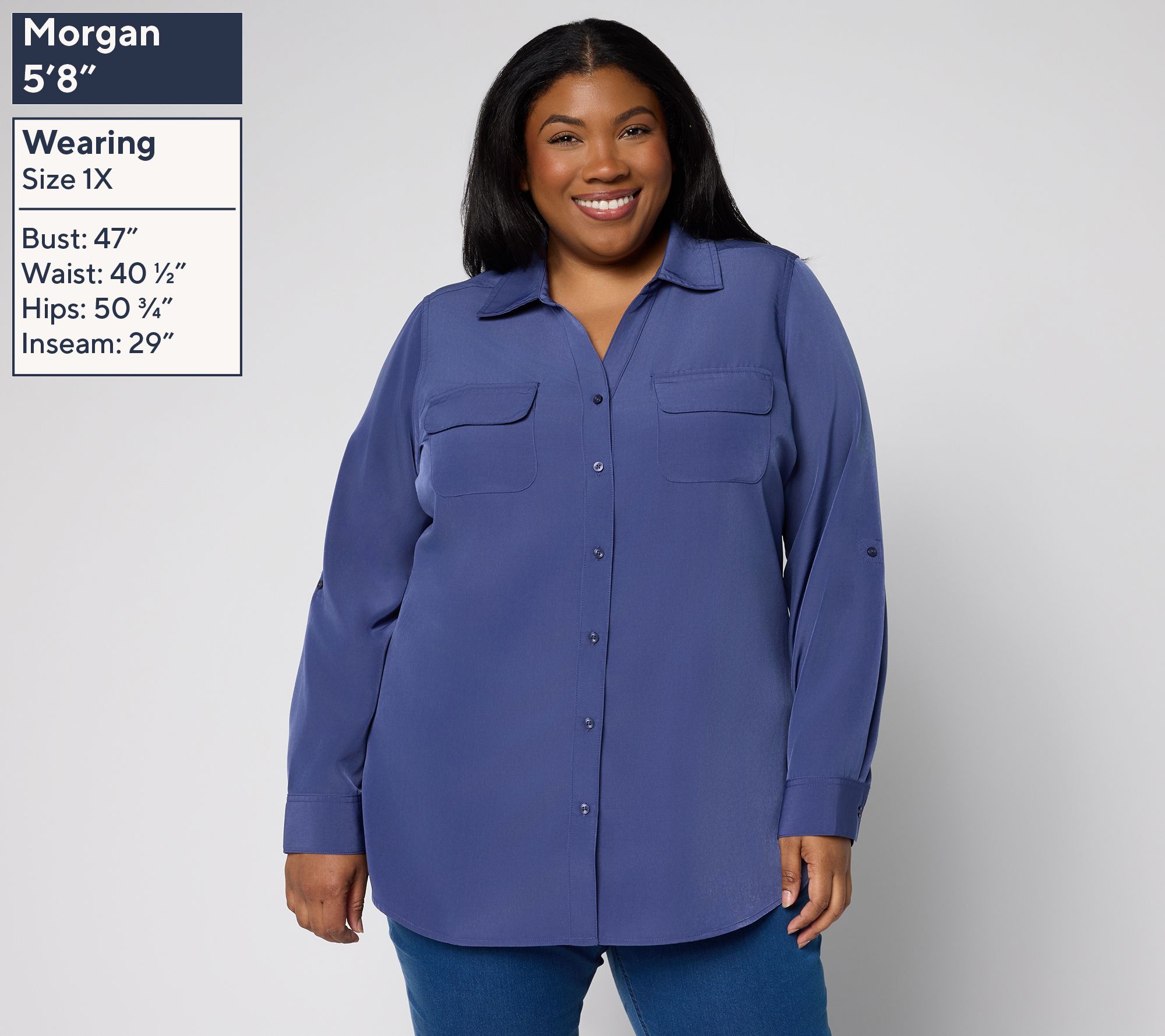 Denim & Co. Essentials Original Button Front Utility Tunic