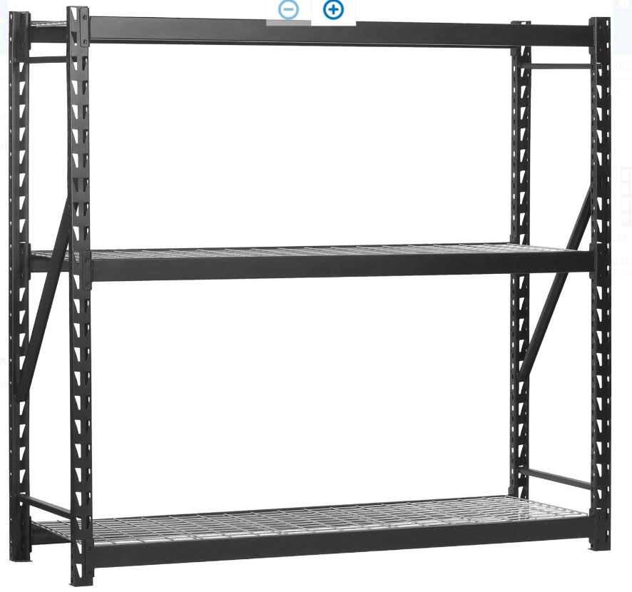 Steel Welded Storage Rack 3 Shelves 72 in H x 72 in W x 24 in D Black Organizer