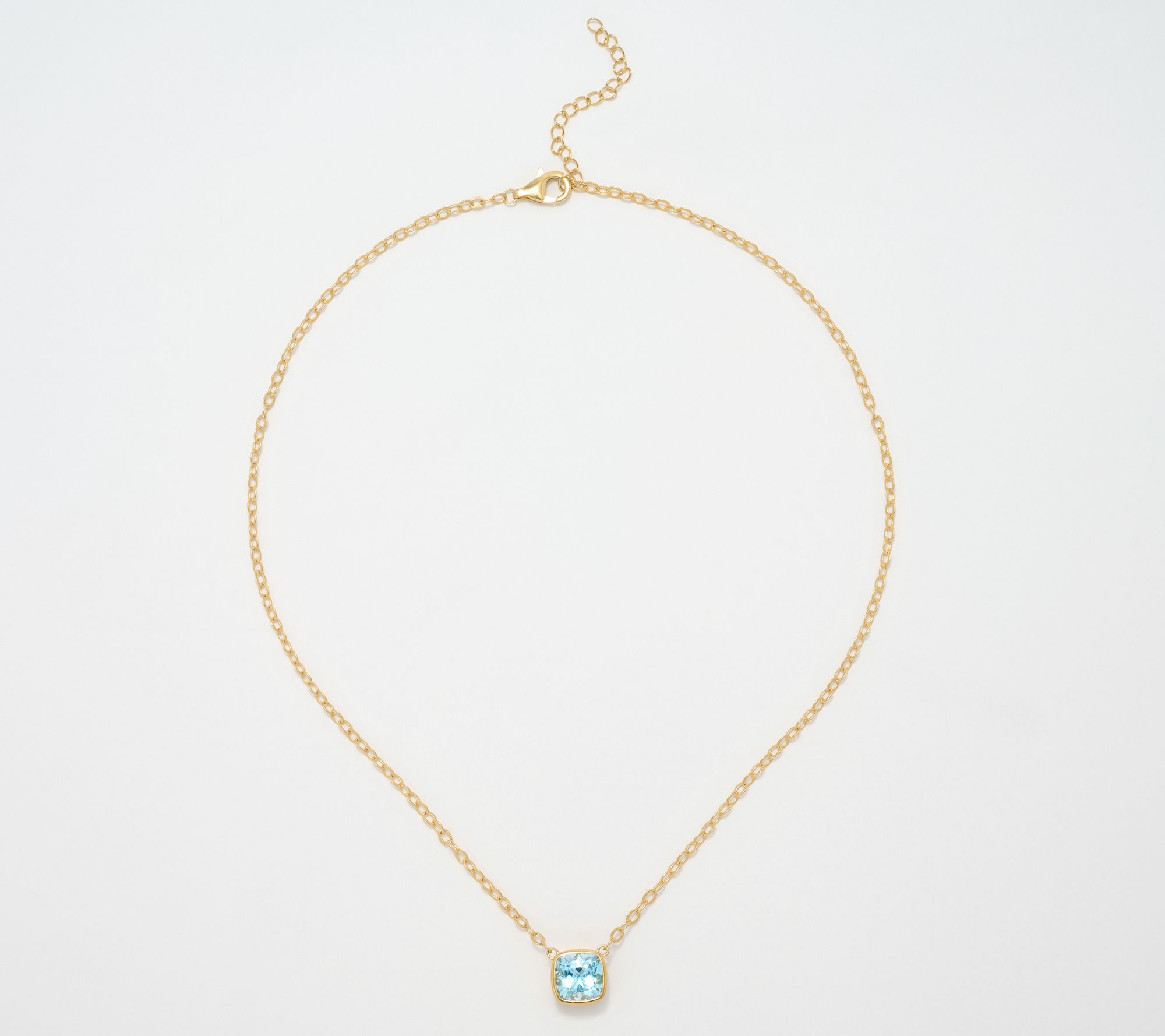 Affinity Gems Cushion Cut Bezel Necklace 14K Plated