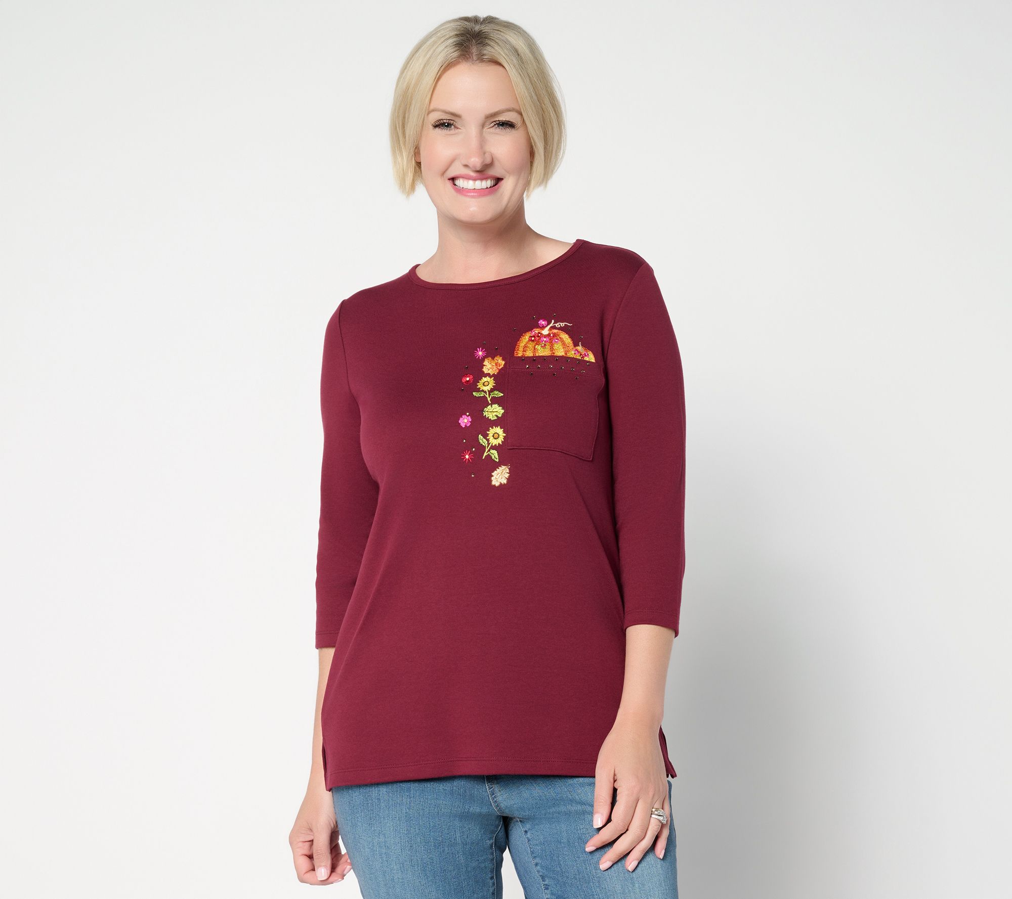 Quacker Factory Eek a Boo 3/4 Sleeve Top