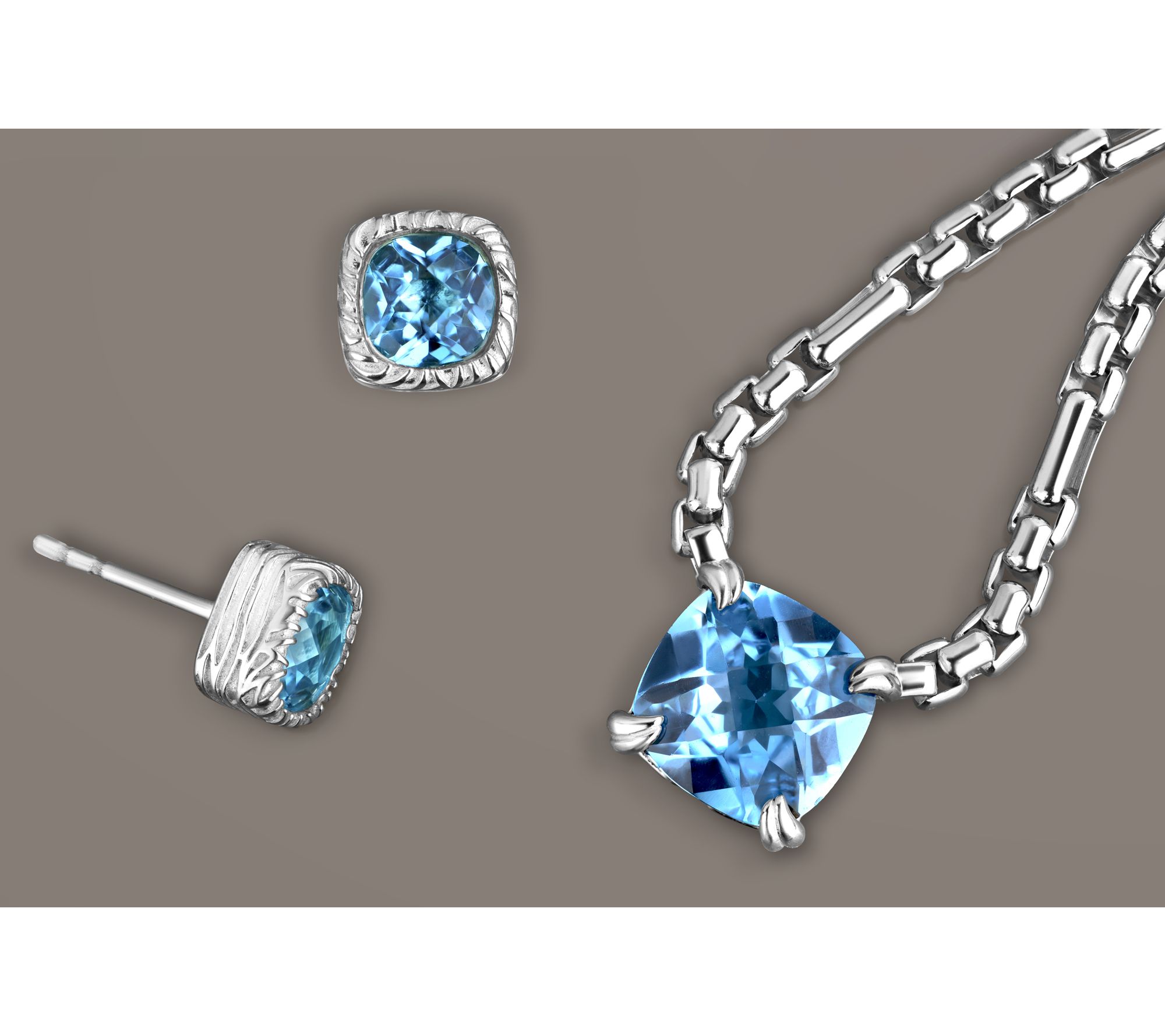 Christian James by Scott Grimes Sterling Cushion Cut Earrings