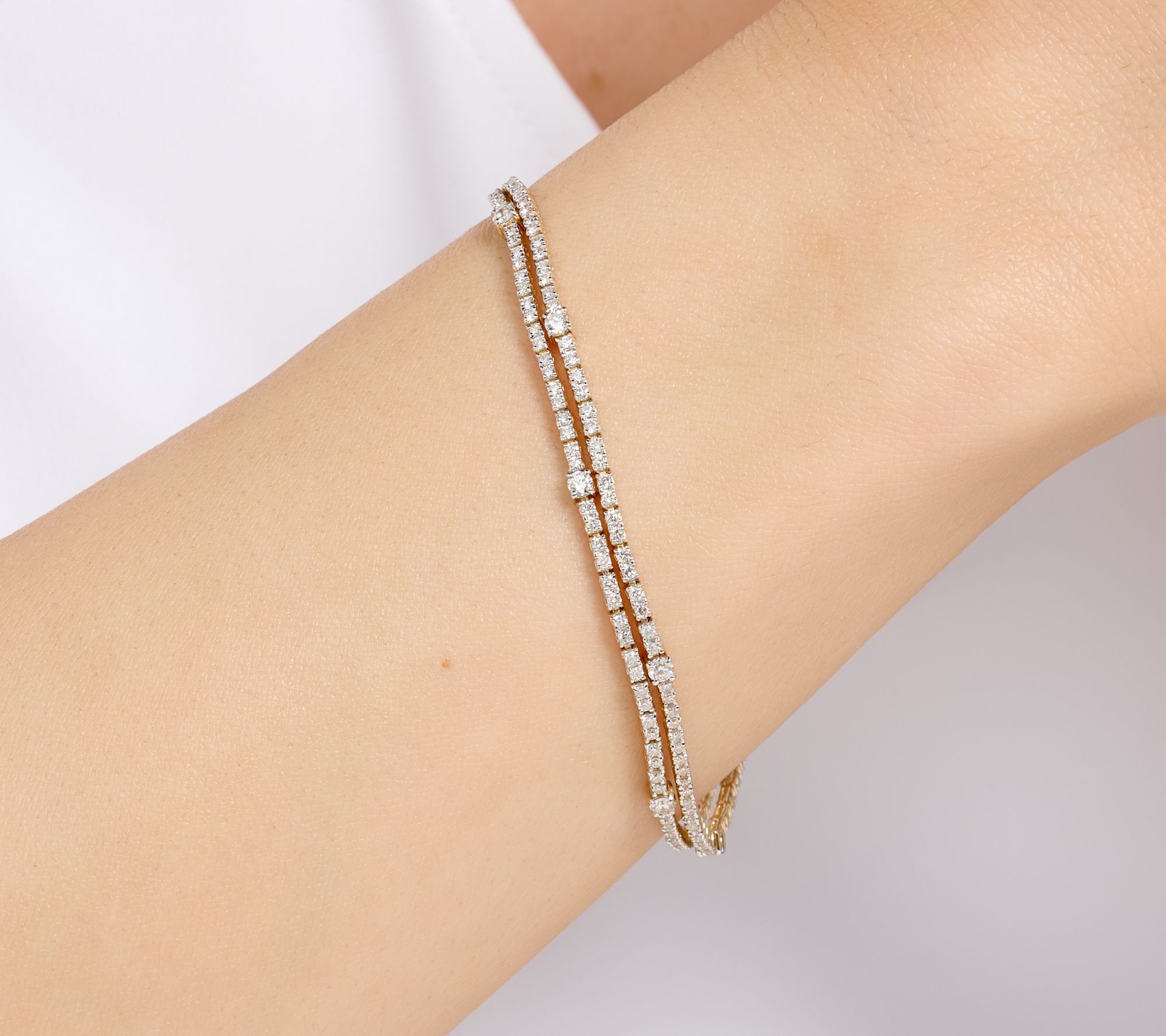 Affinity Diamonds Station Layered 1.50 cttw Bracelet, 14K