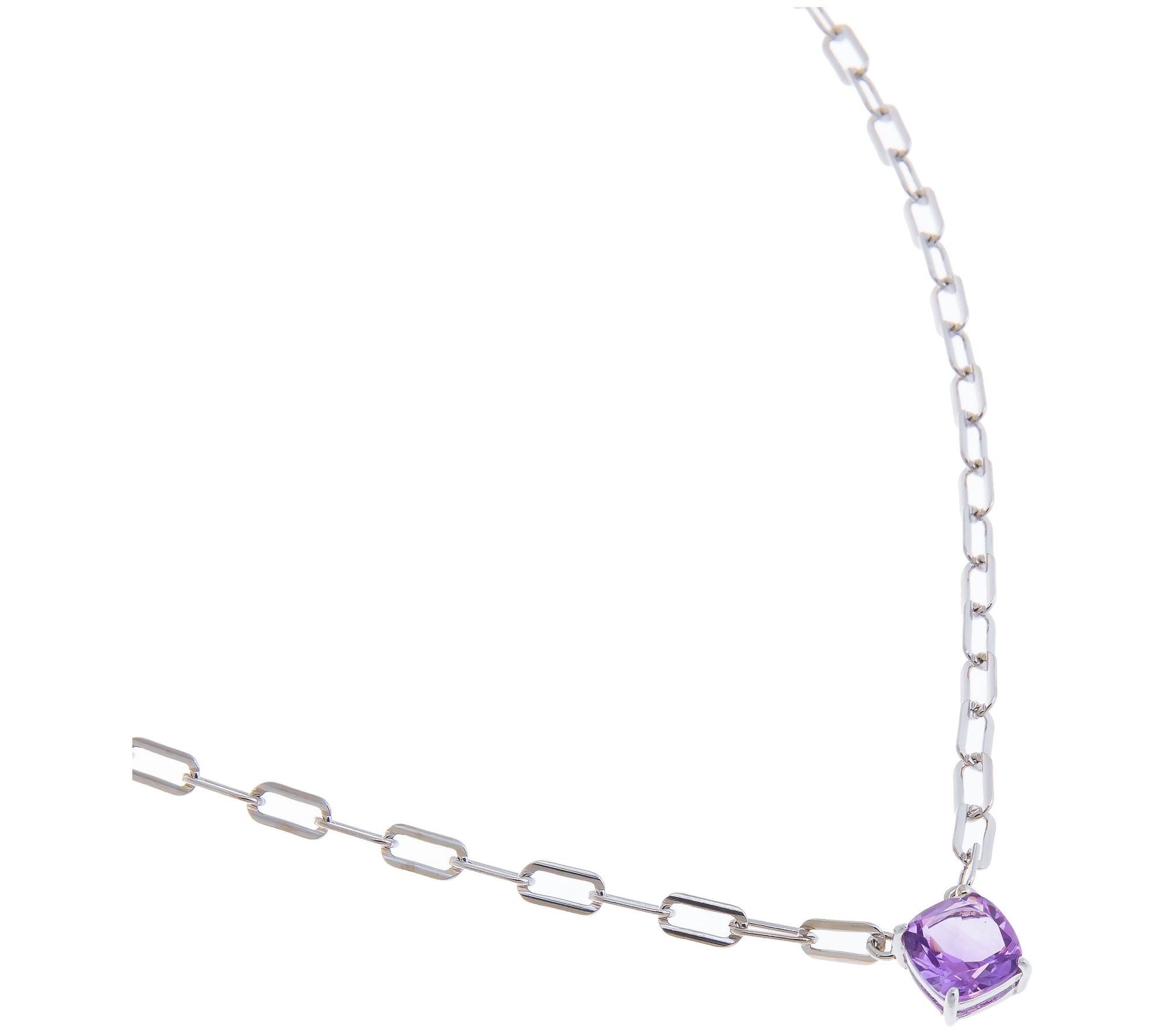 Affinity Gems Cushion Cut Gemstone Necklace, Sterling Silver
