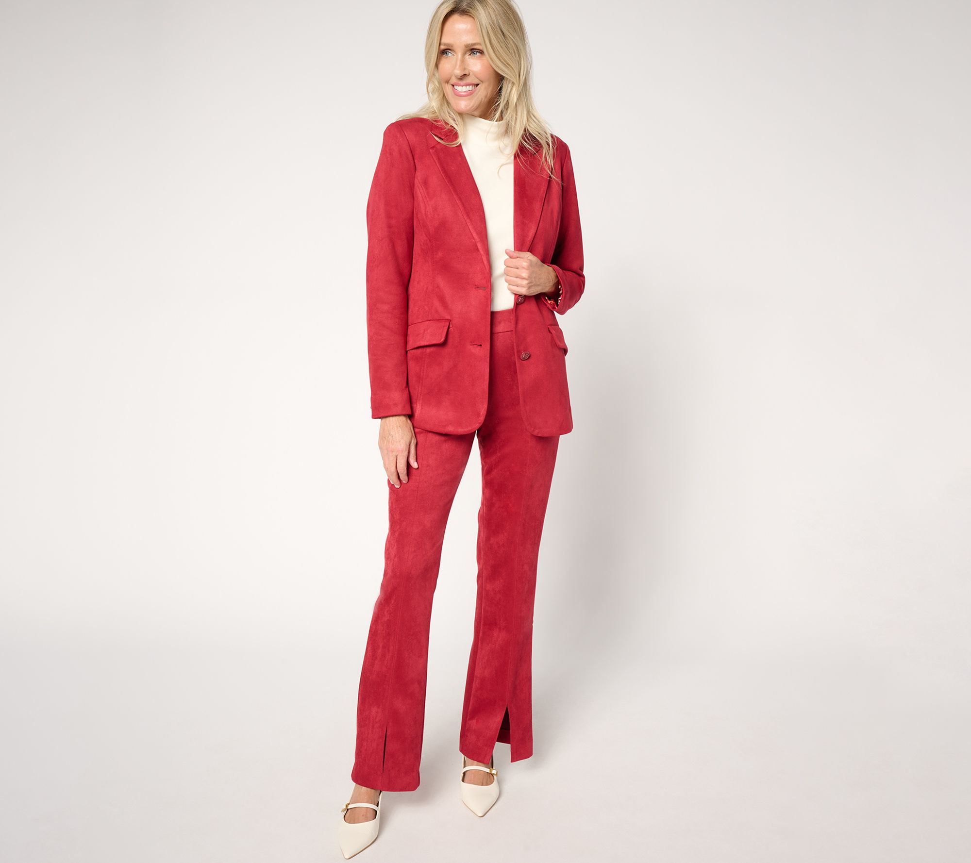 Isaac Mizrahi Live! Petite Estate Stretch Faux Suede Bootcut Pants