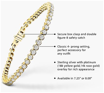 Diamonique 17.80 cttw Tennis Bracelet, Sterling Silver