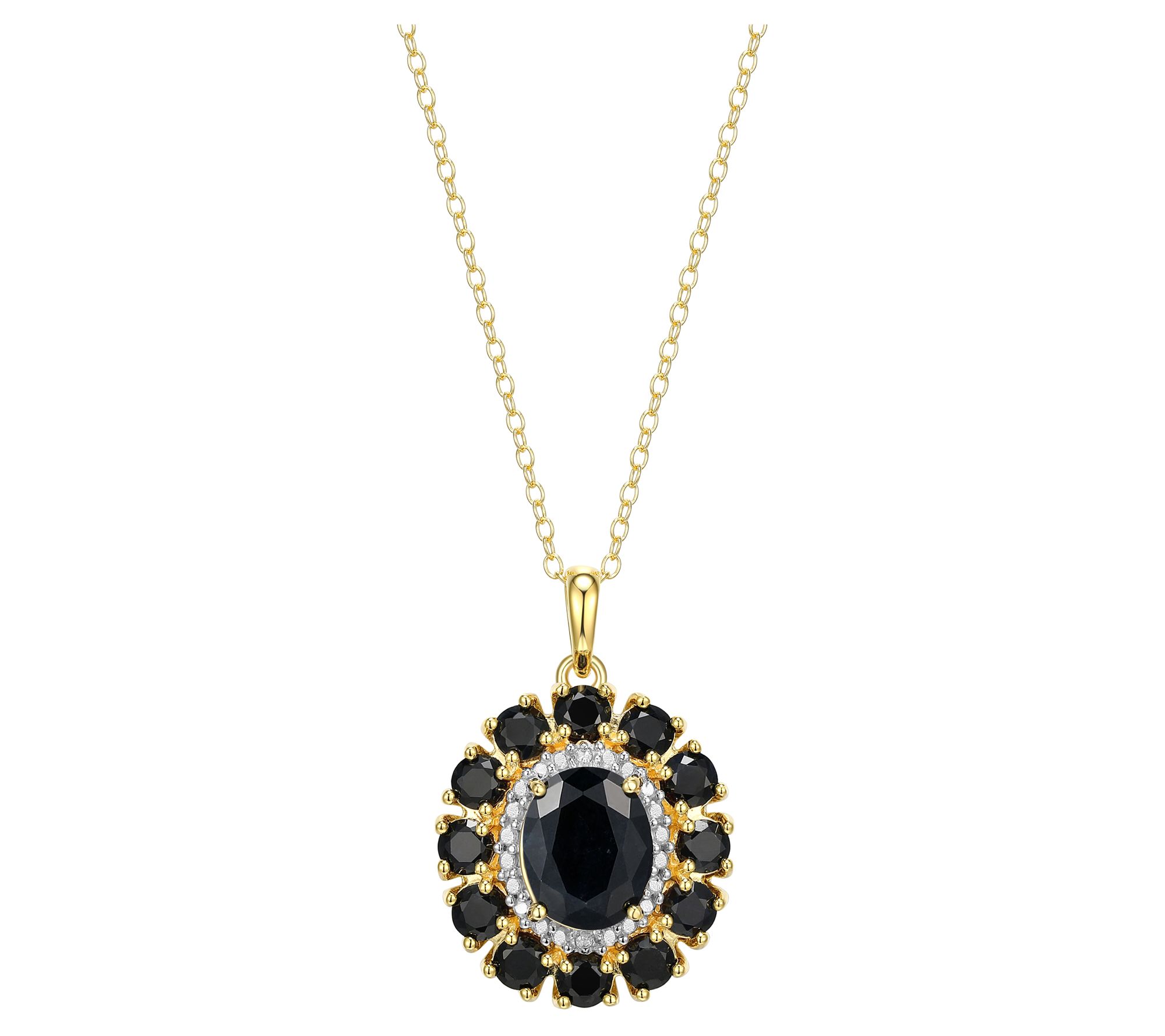 Affinity Gems Black Sapphire & Diamond Necklace, 18K Plated