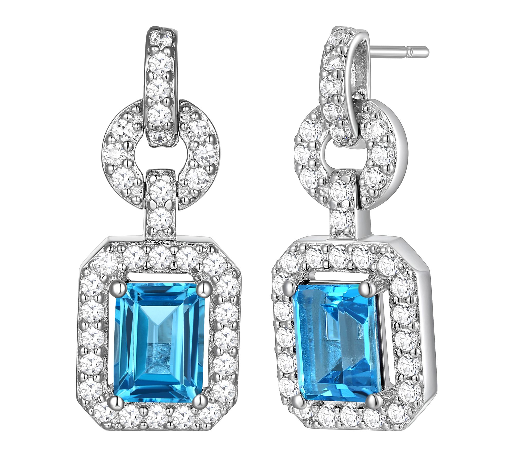 Affinity Gems Blue Topaz Dangle Earrings, Sterling Silver
