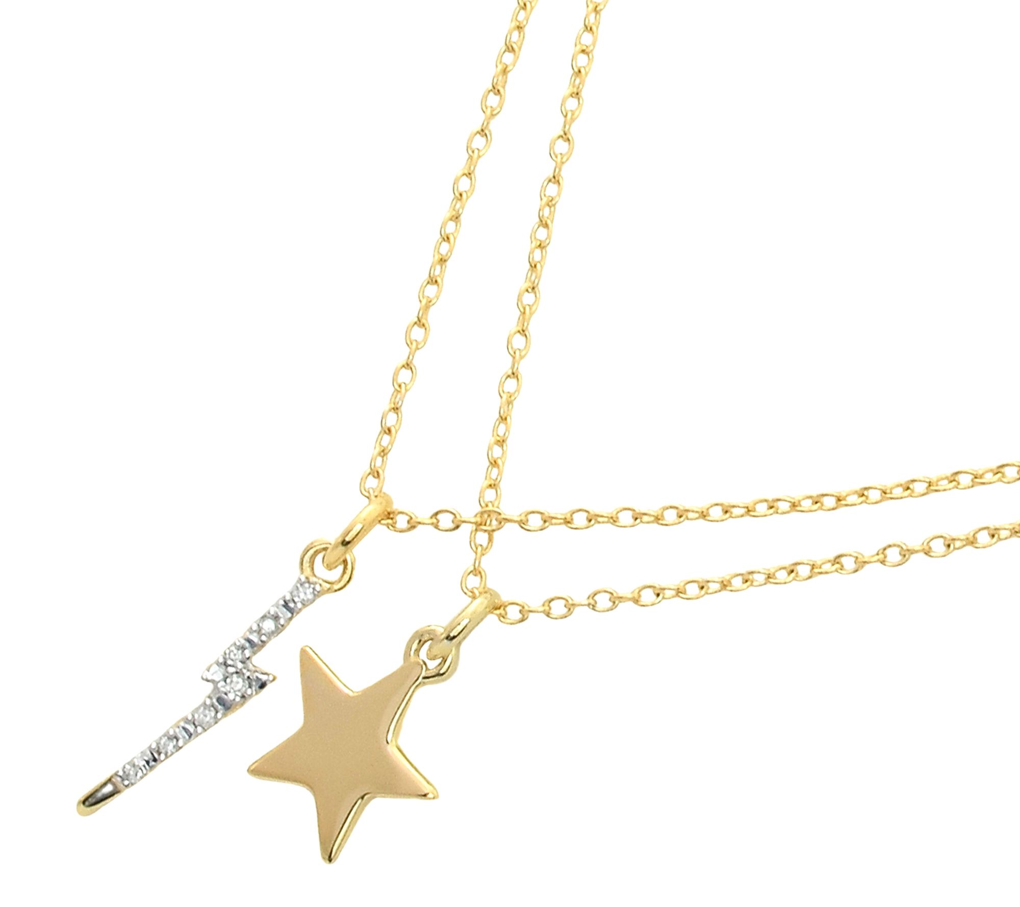 Affinity Diamonds Lightening & Star Necklace Set, 14K Plated