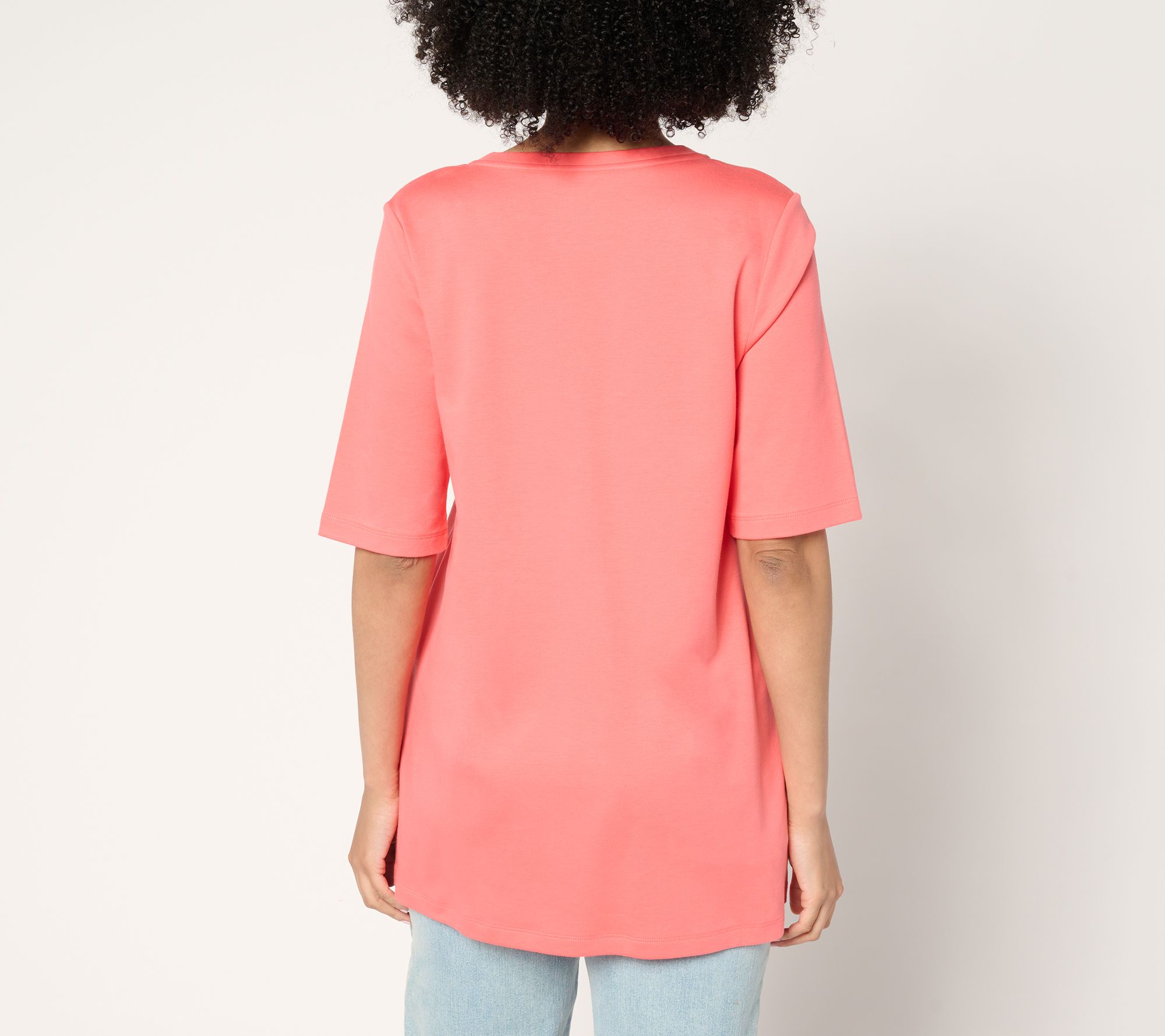 Isaac Mizrahi Live! Essentials Pima Cotton V-Neck Top w/ Slits