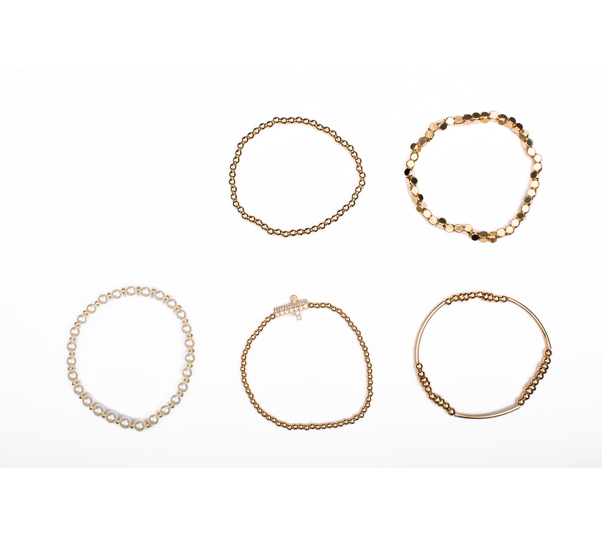 Zaxie x Stefanie Taylor Cross & Simulated PearlBracelet Set