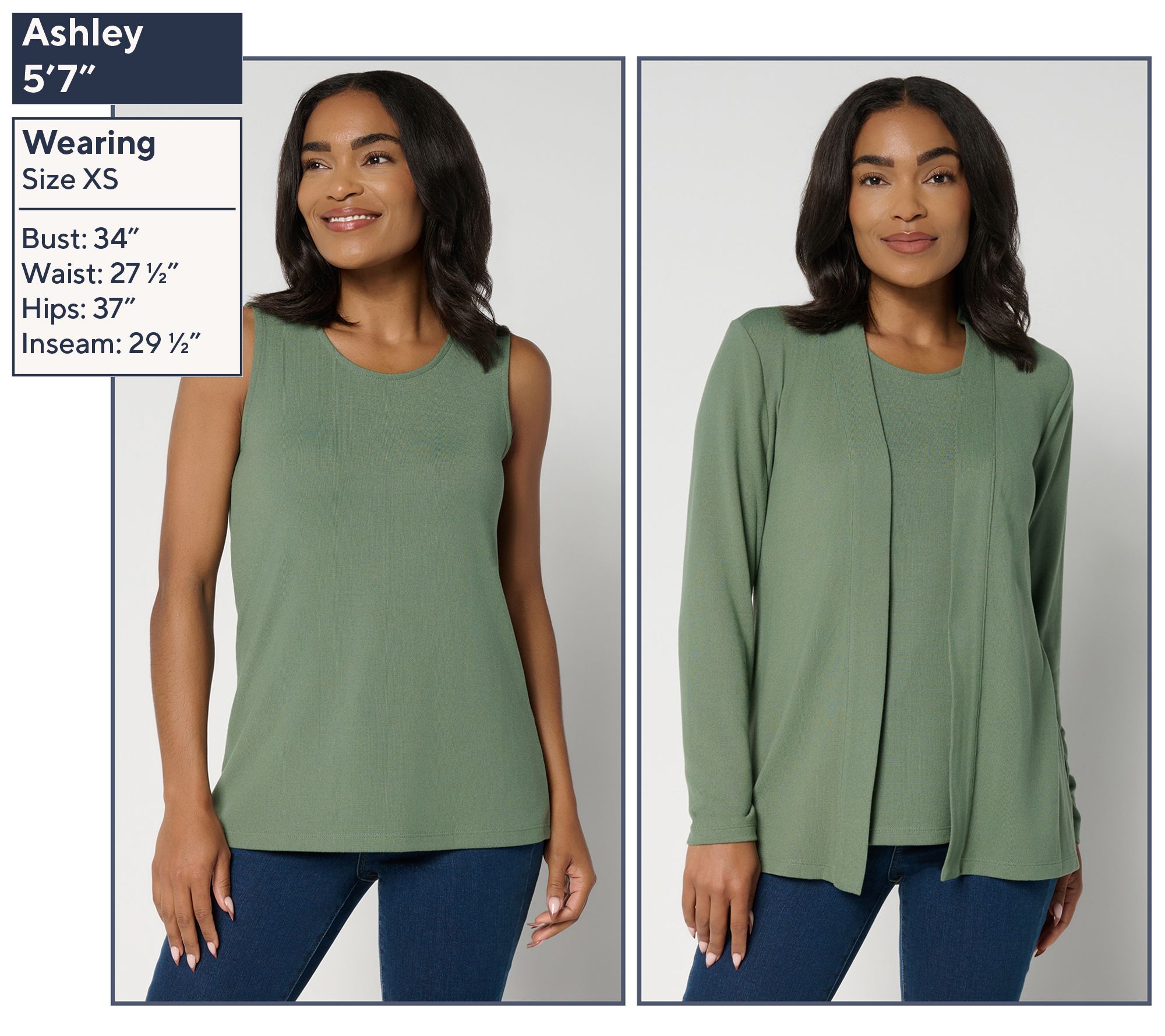 Denim & Co. Essentials Heavenly Jersey Cardigan/Tank Twin Set