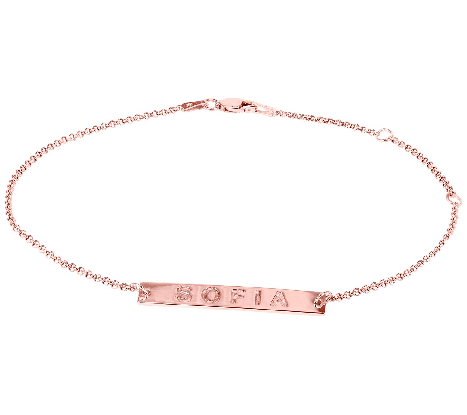 14K Rose-Plated Sterling Personalized Engraved Name Bracelet
