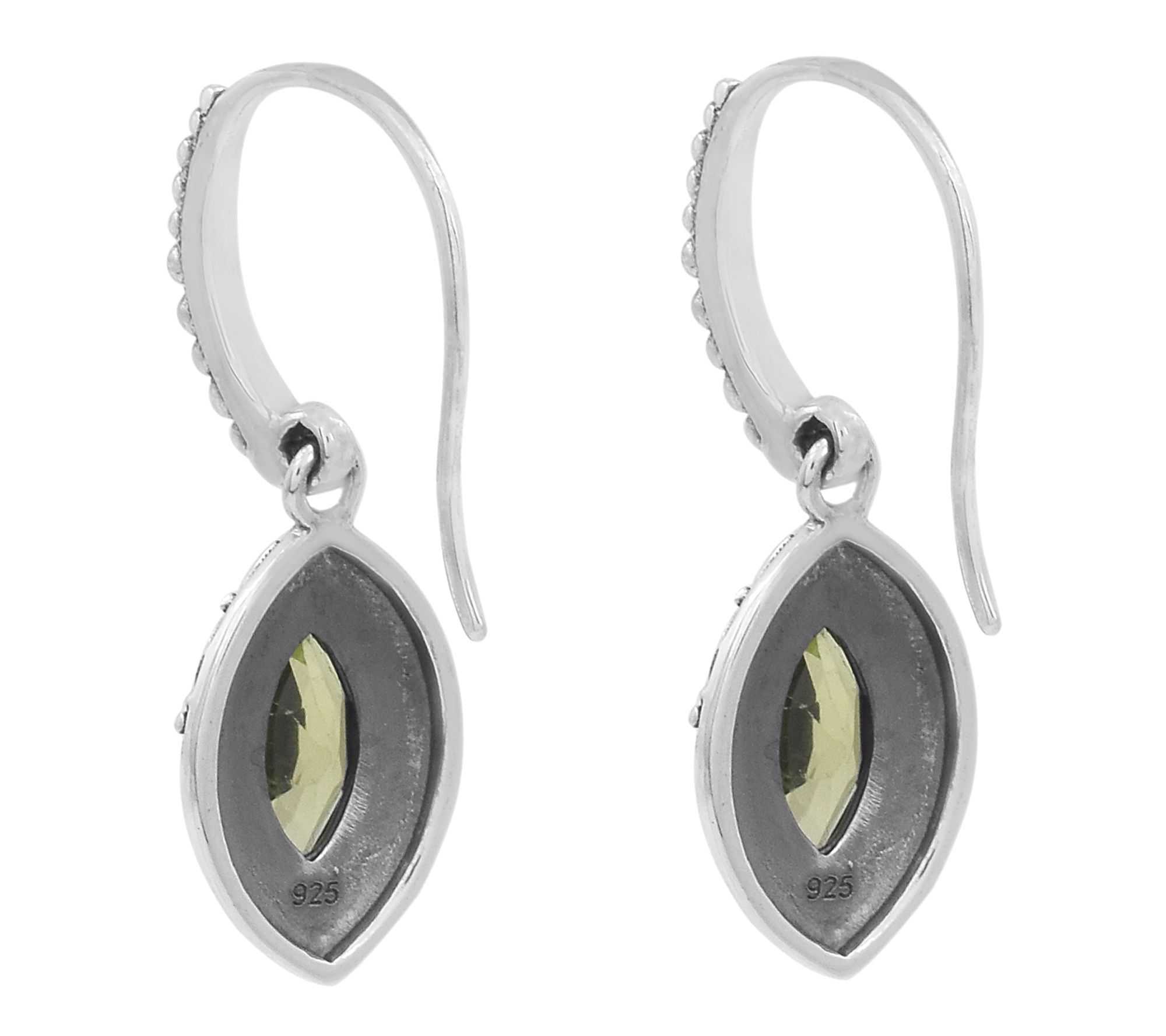 Artisan Crafted Peridot Marquise Dangle Earrings, Sterling