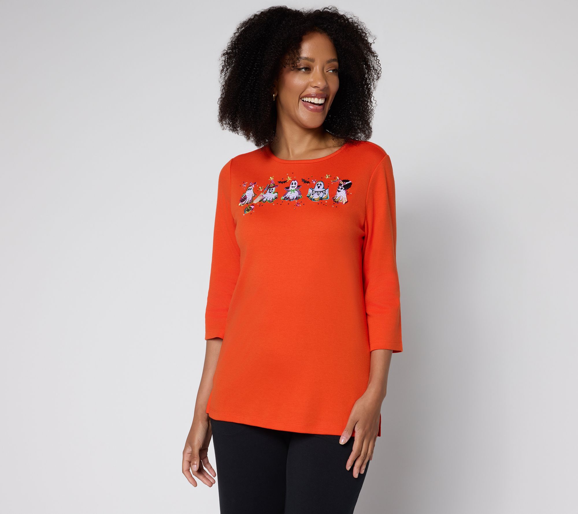 Quacker Factory Halloween Party 3/4 Sleeve Top