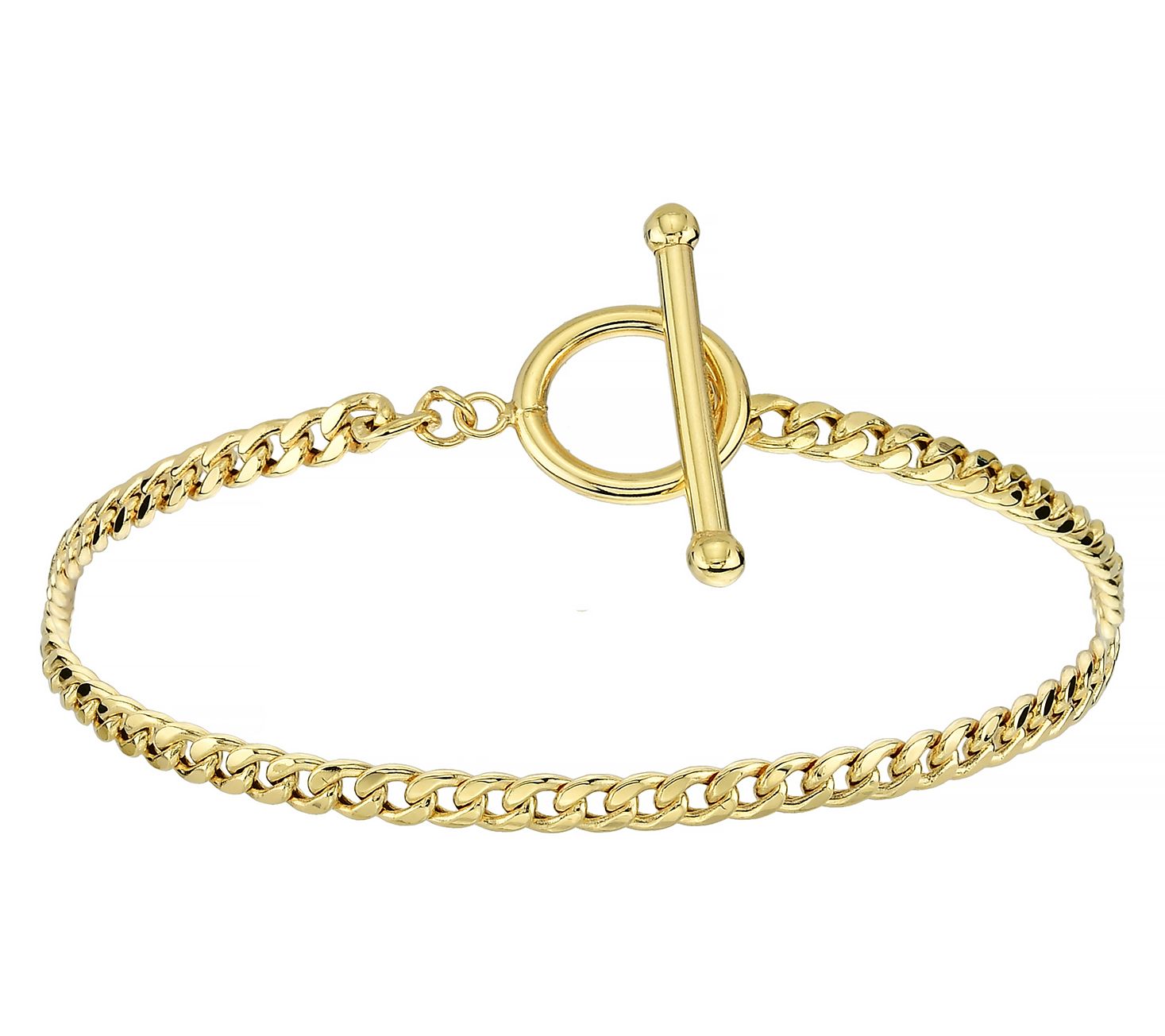 Adorna 14K Gold 3.5mm Curb Link Toggle Bracelet