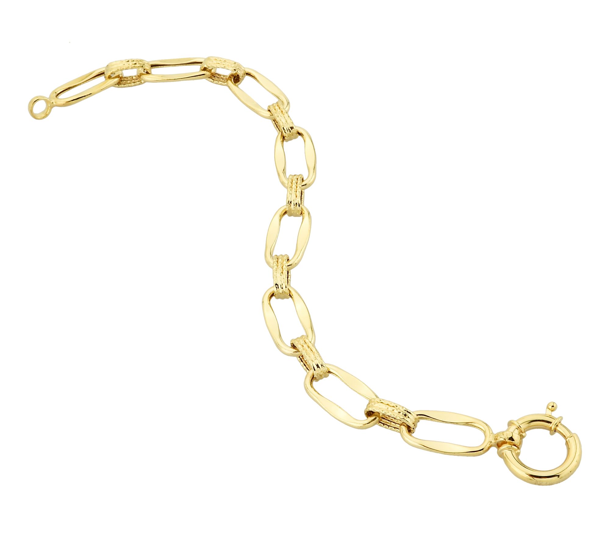 Adorna 14K Gold Oval Hammered Link Bracelet