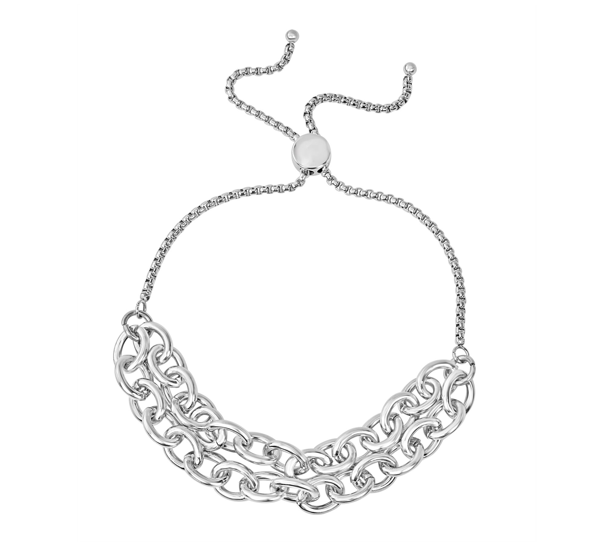 Steel by Design  Double Oval Rolo Link Adjustable Bracelet