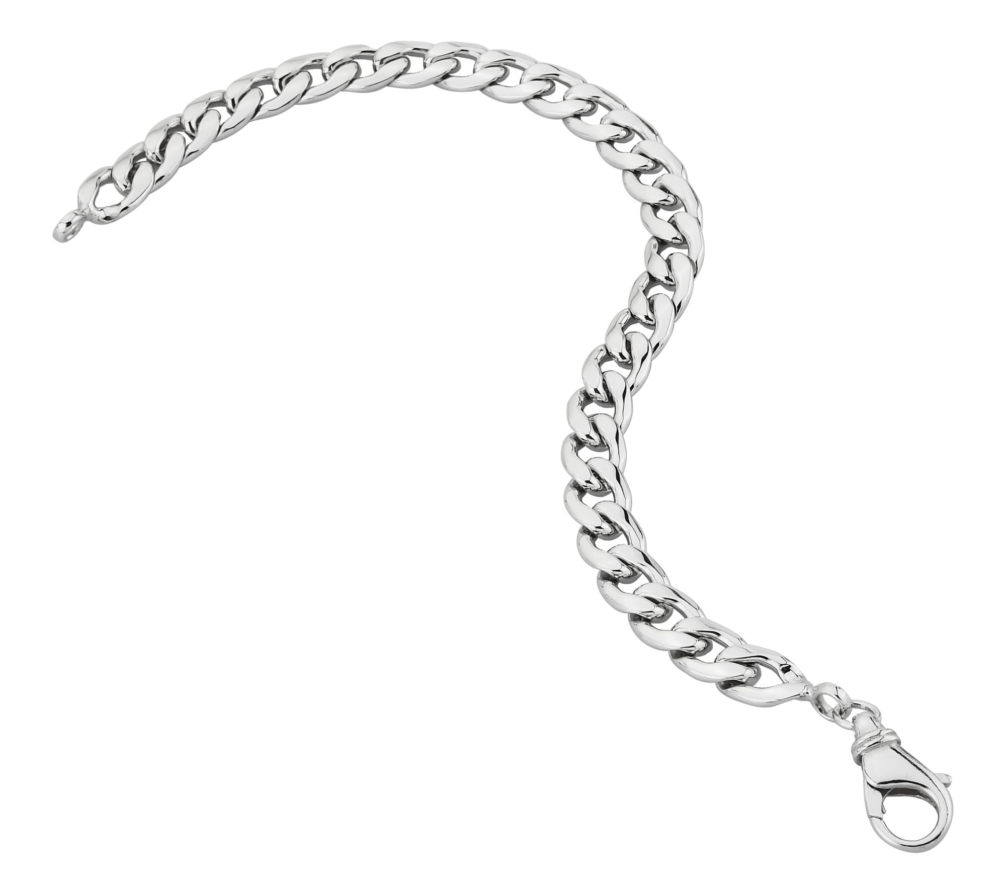 Silver Style Men's 8mm Curb Link Chain Bracelet, Sterling