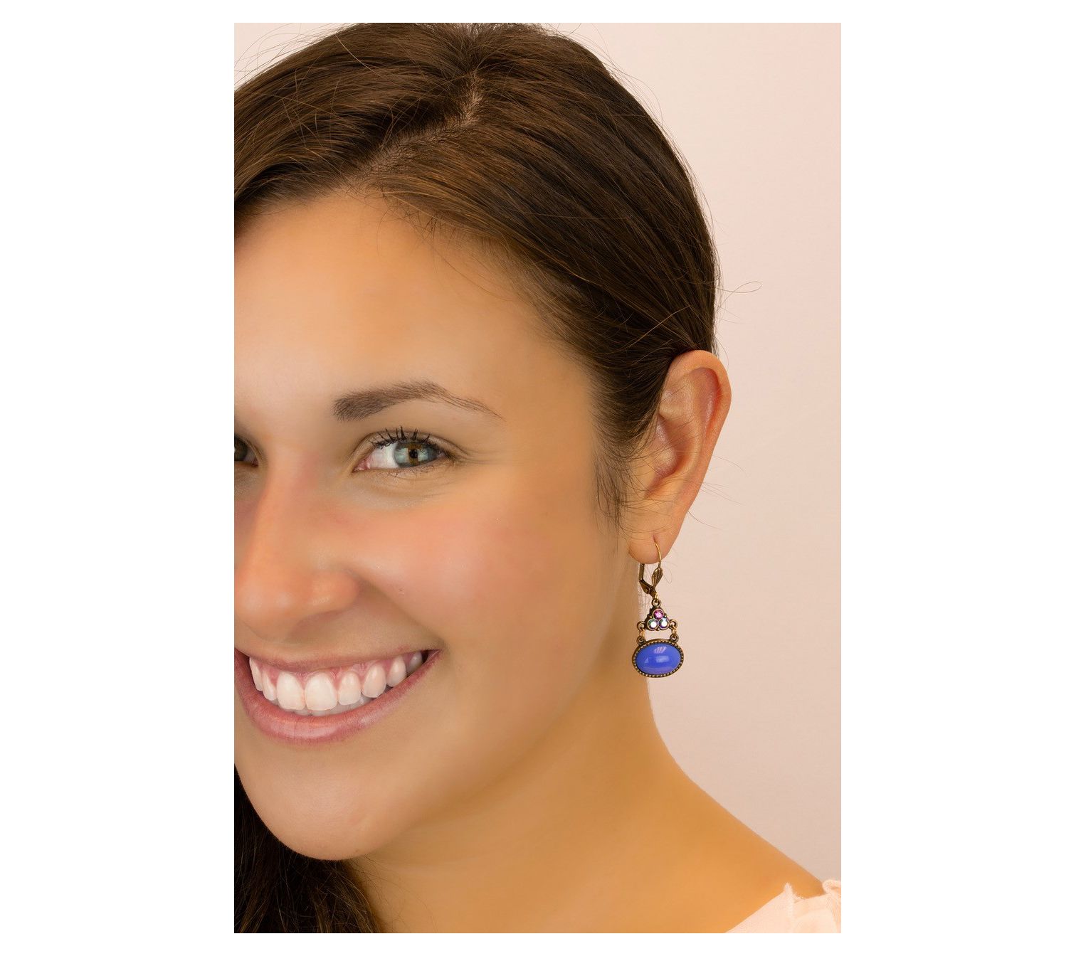 Anne Koplik Bright Robin Egg Crystal Drop Earrings