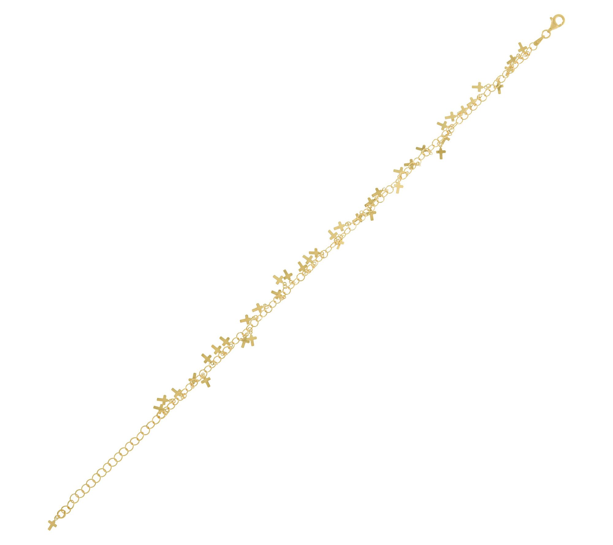 Veronese 18K Gold Plated Cross Ankle Bracelet,3.0g
