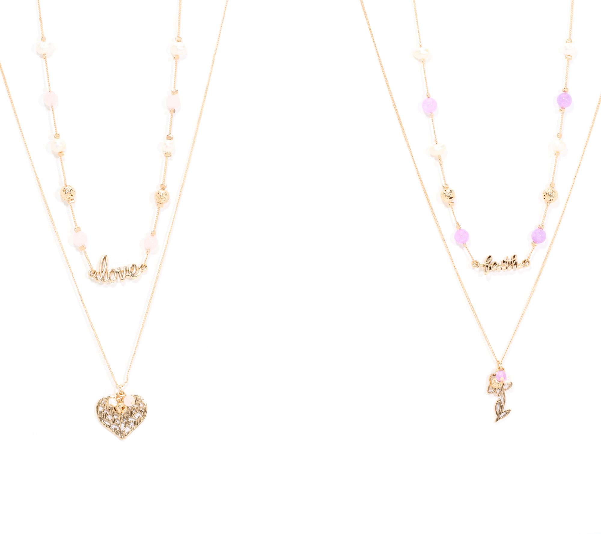 Zorbitz Set of 2 Lava Bead Inspirational Necklaces