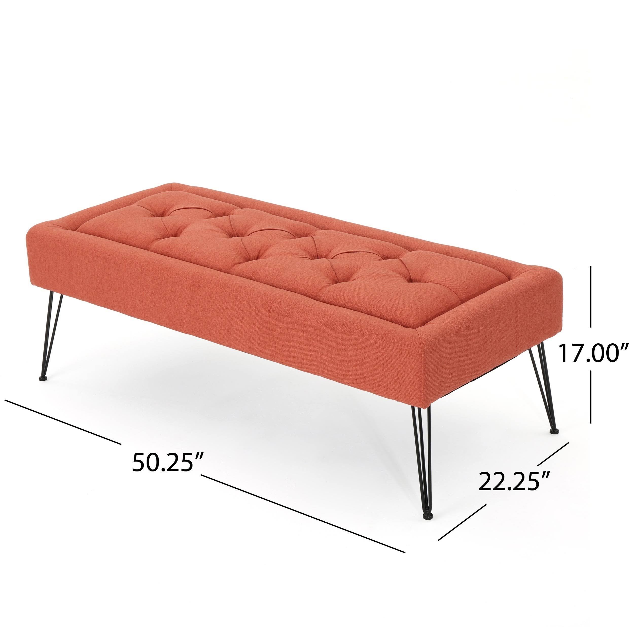 Christopher Knight Home Zyler Rectangle Tufted Fabric Ottoman Bench by, Blue