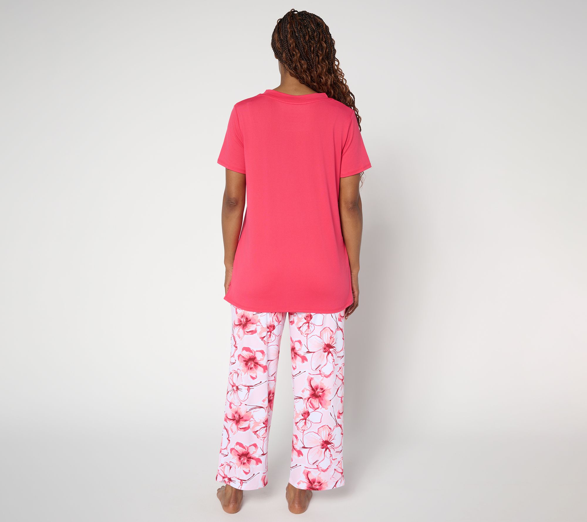 Stan Herman Printed Peached 2pc Cropped Pant Lounge Set