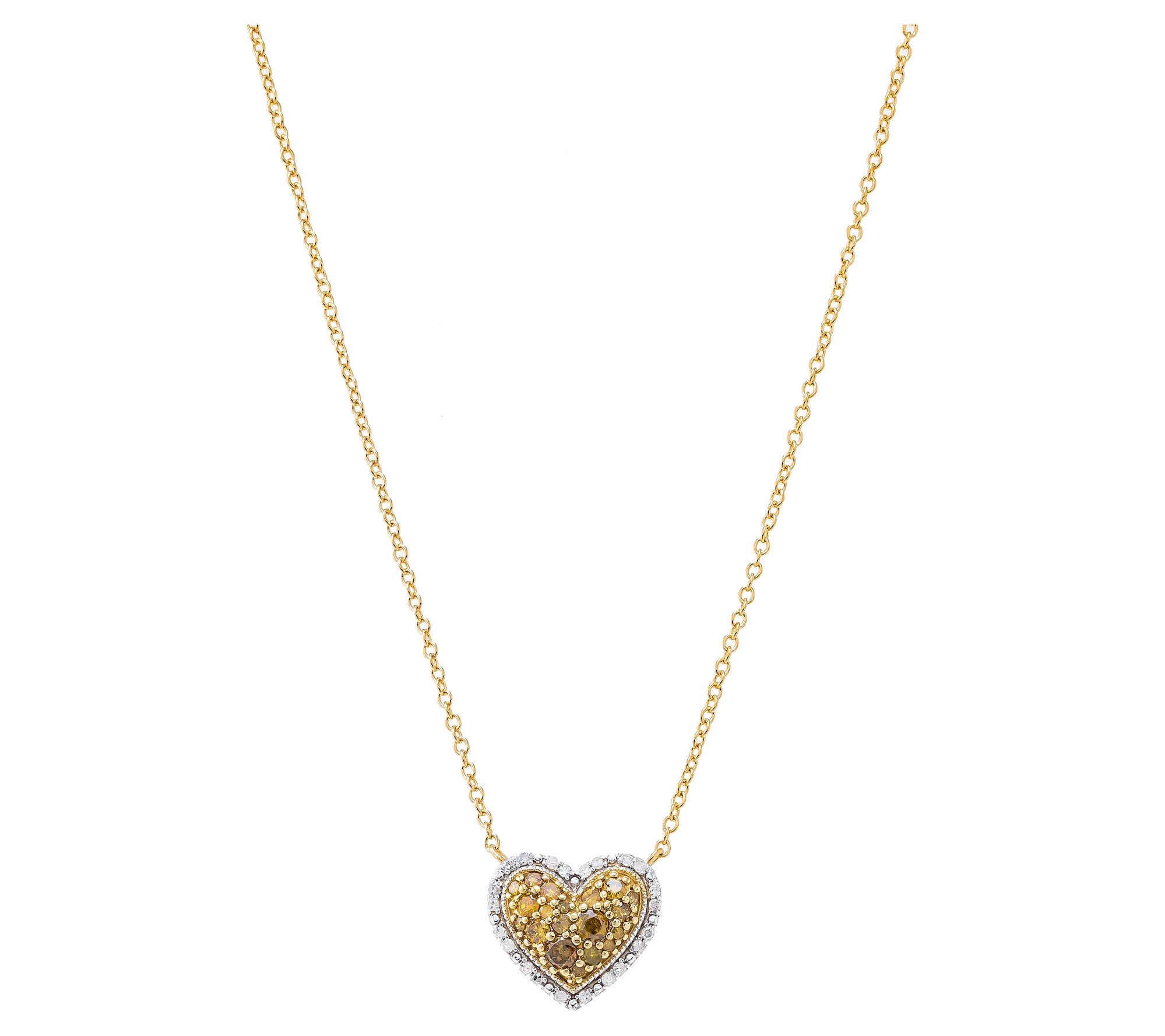 Affinity Diamond Two-Tone Heart Necklace, Sterling Silver