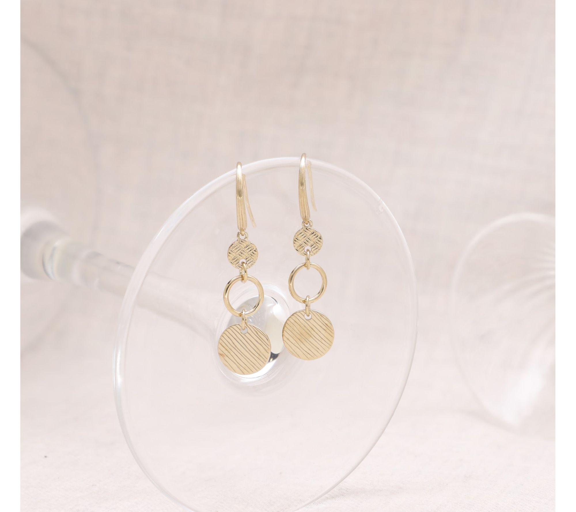 Ariva 18K Gold Clad Textured Circle Drop Earrings