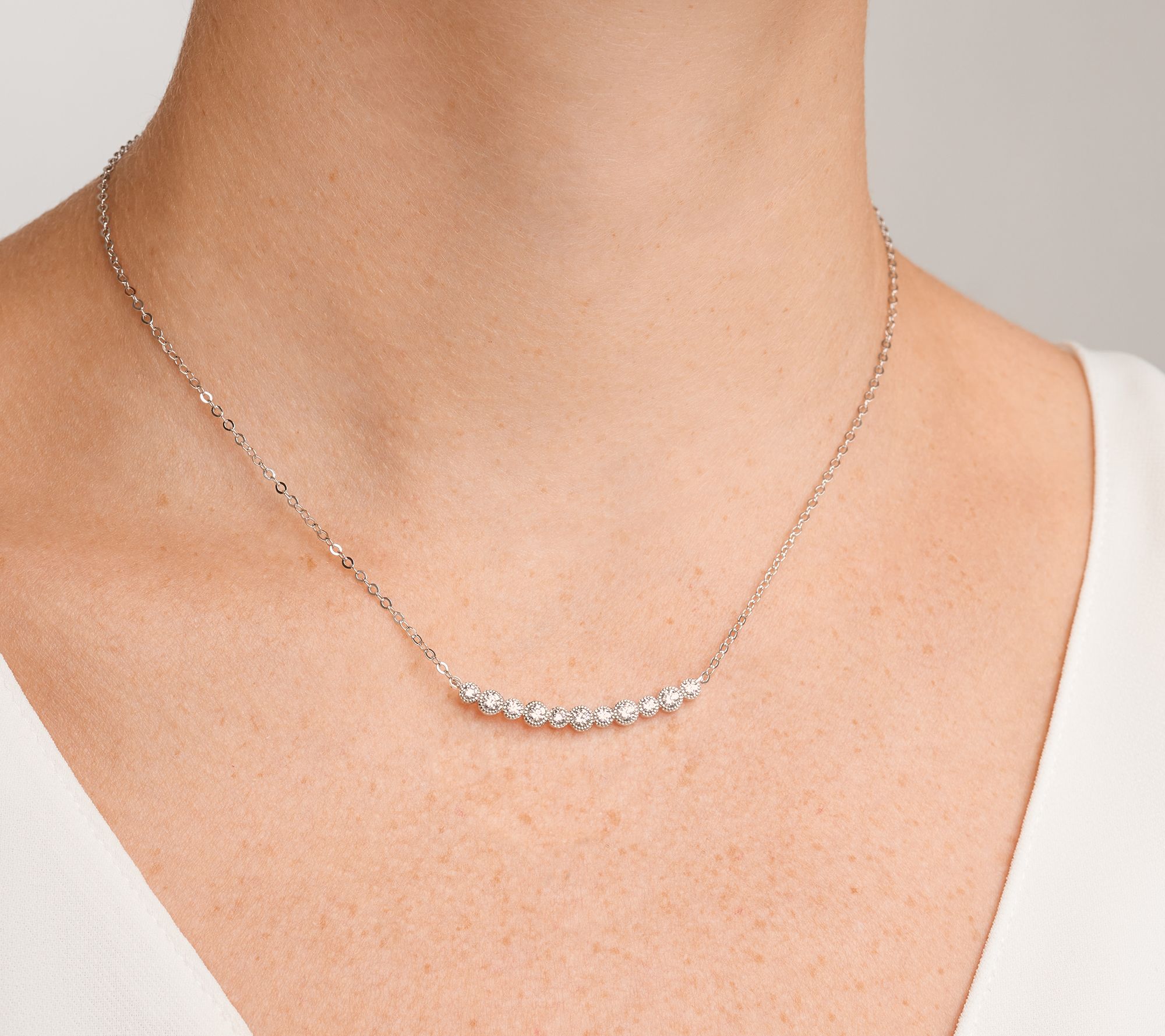Diamonique Designer Station Necklace, Sterling Silver