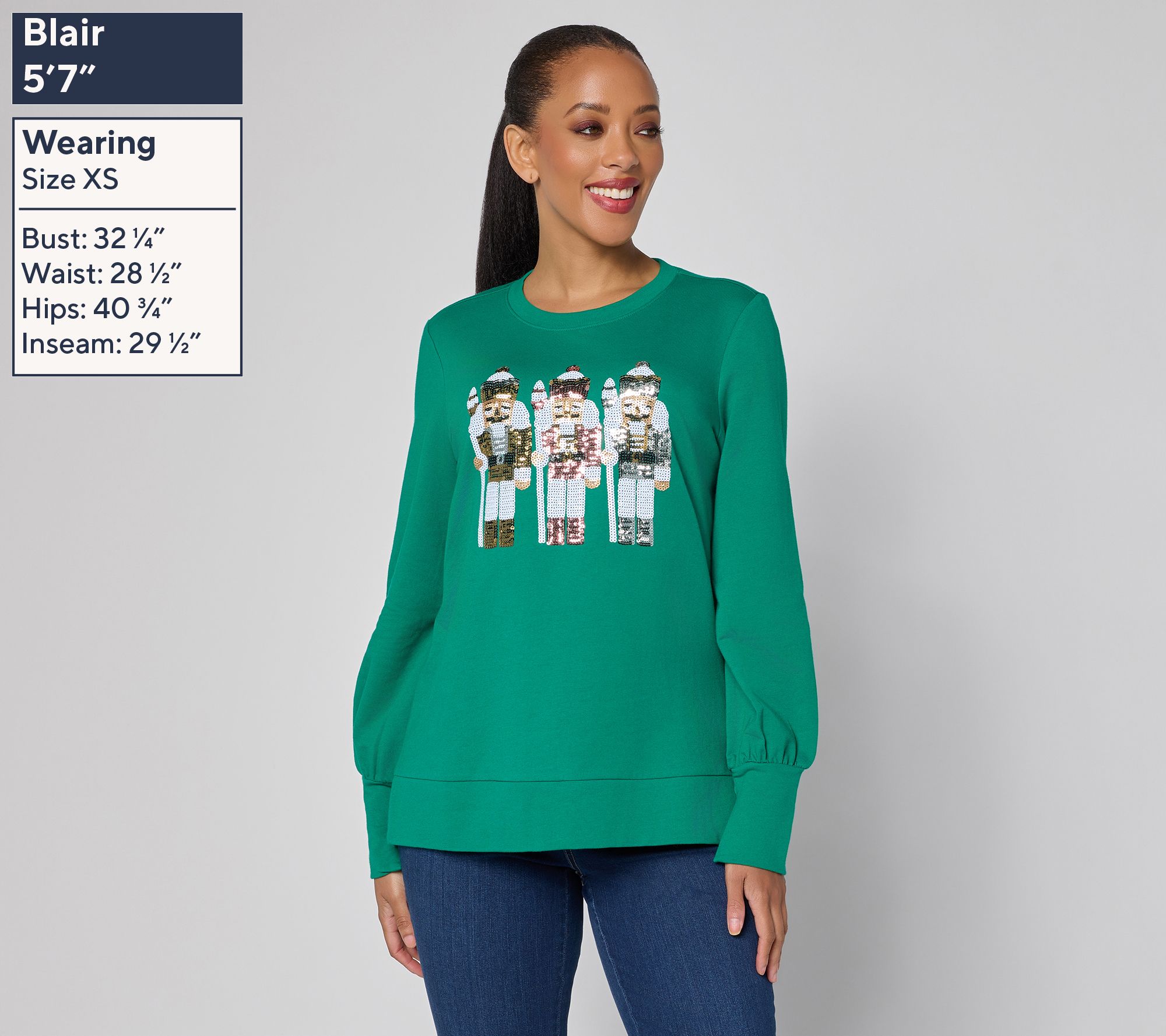 Jingle Belles by Kim Gravel Sequin Nutcracker Knit Top