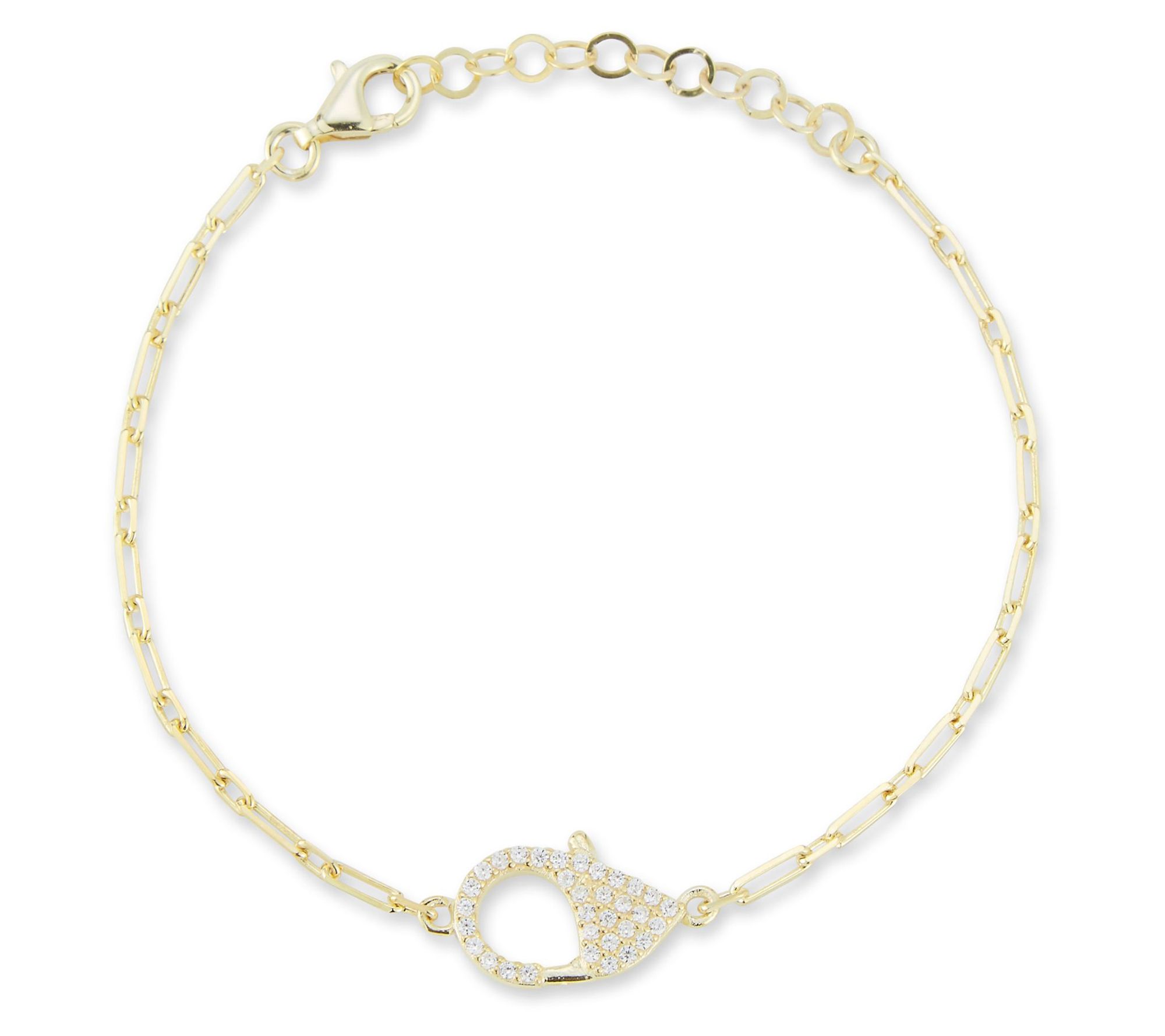 Sterlina Silver Pave Lobster Clasp Bracelet, Sterling