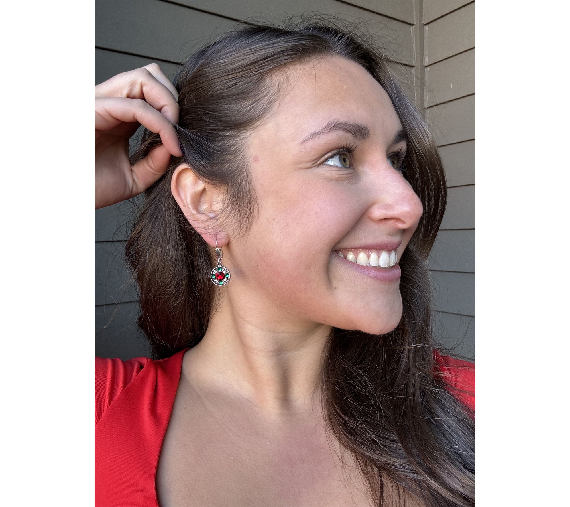 Anne Koplik Crystal Filigree Holiday Drop Earrings