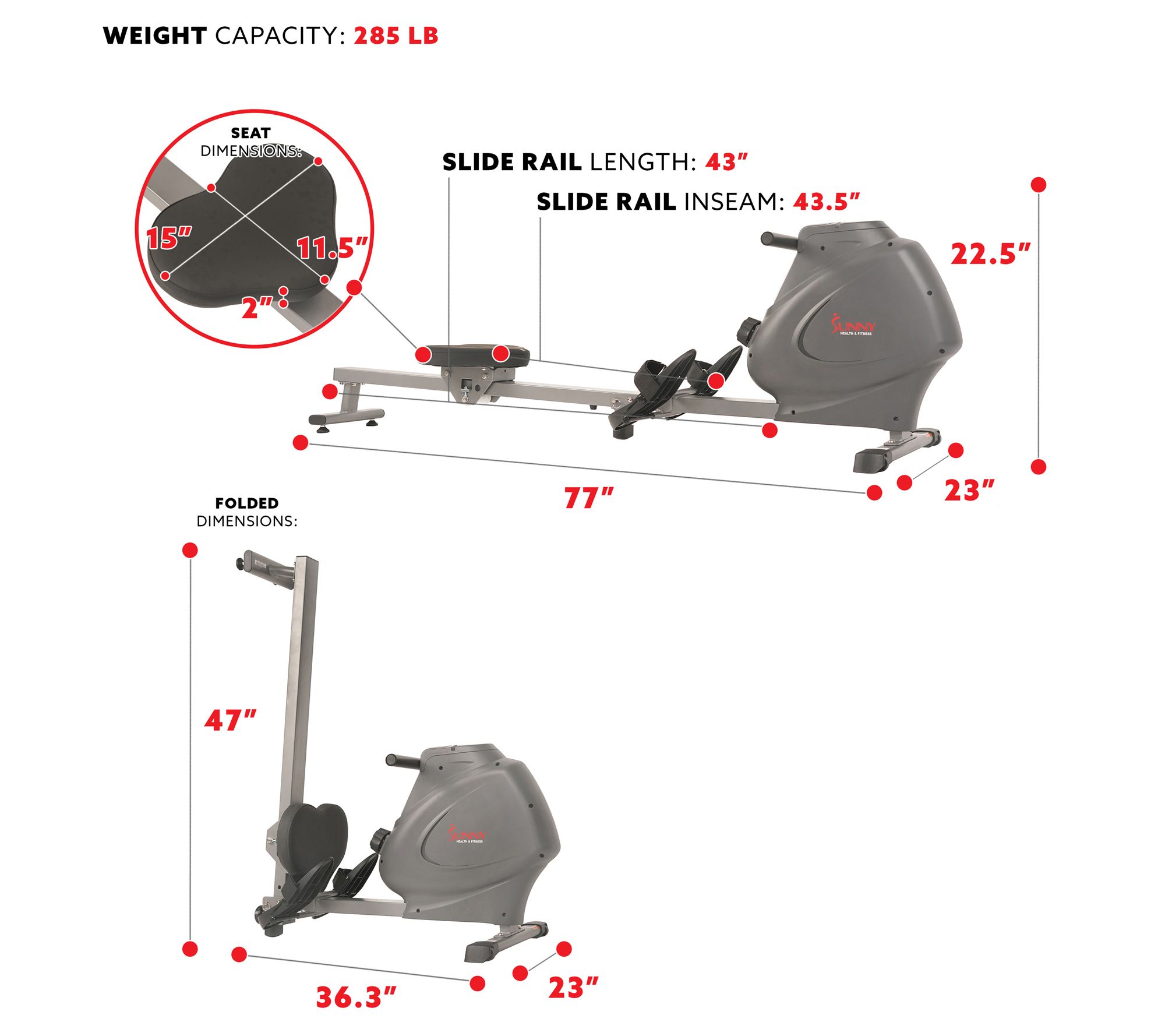 Sunny Health & Fitness SPM Magnetic Rowing Machine